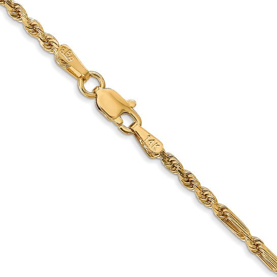 14KT Yellow Gold 18 inch  2.25mm Diamond-cut Milano Rope with Lobster Clasp Chain