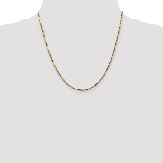 14KT Yellow Gold 20 inch  2.25mm Diamond-cut Milano Rope with Lobster Clasp Chain