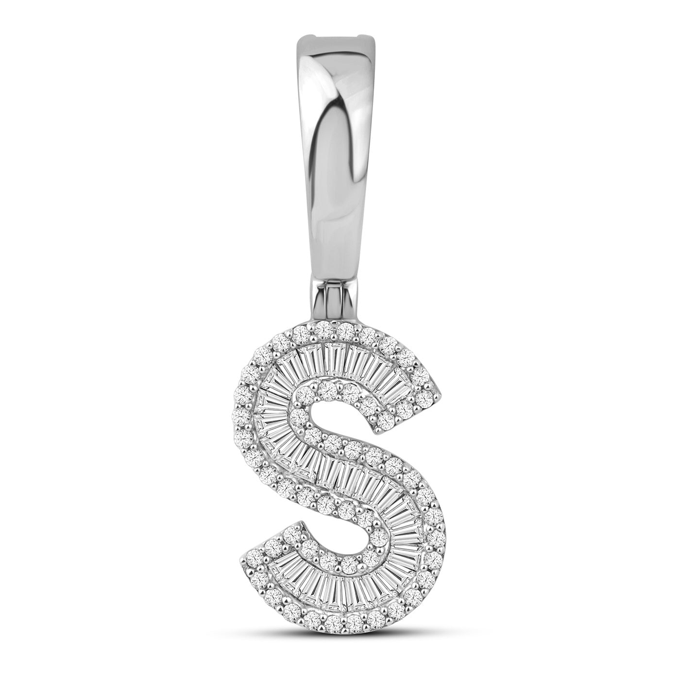 10KT WHITE GOLD 0.40 CTW NATURAL DIAMOND INITIAL S