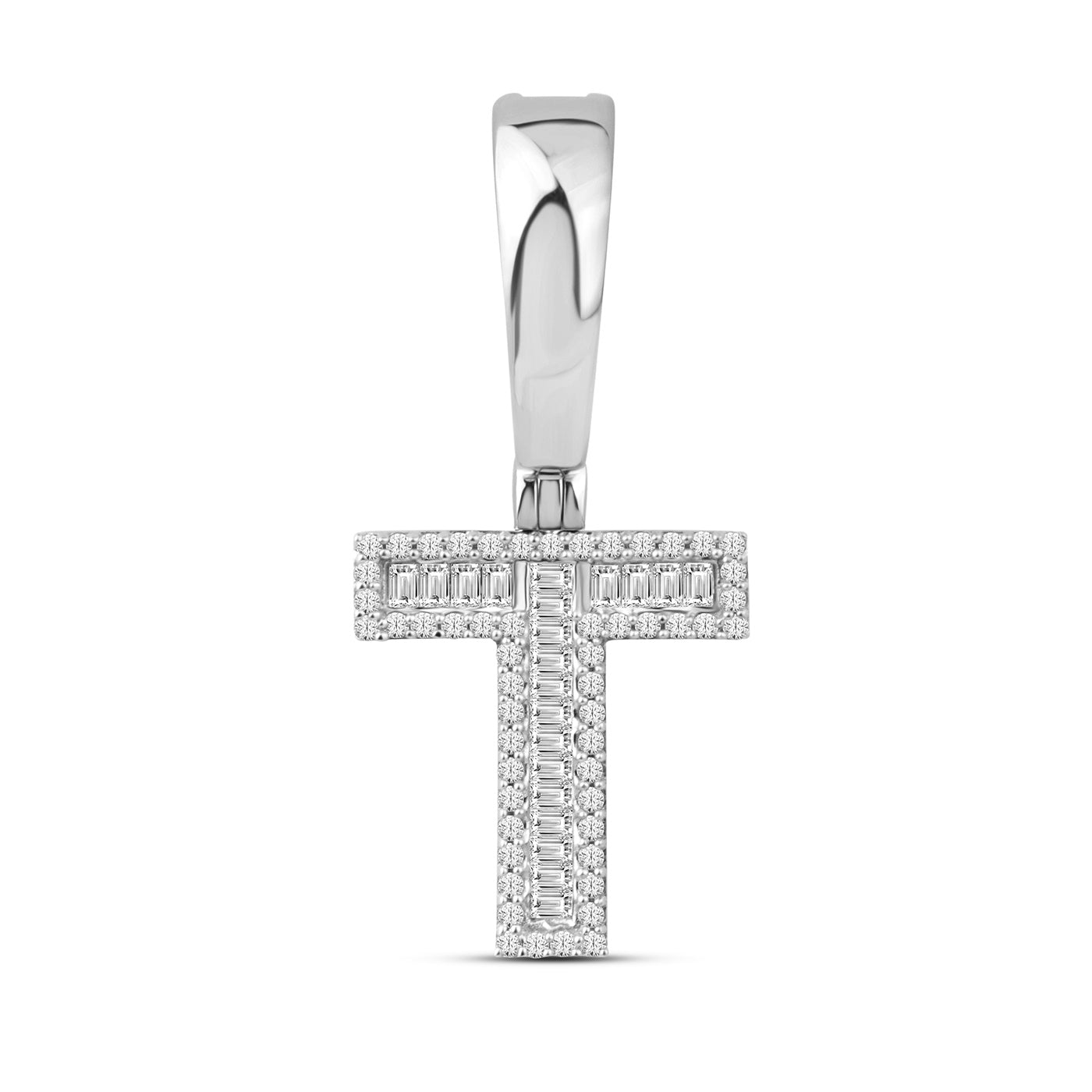 10KT WHITE GOLD 0.34 CTW NATURAL DIAMOND INITIAL T