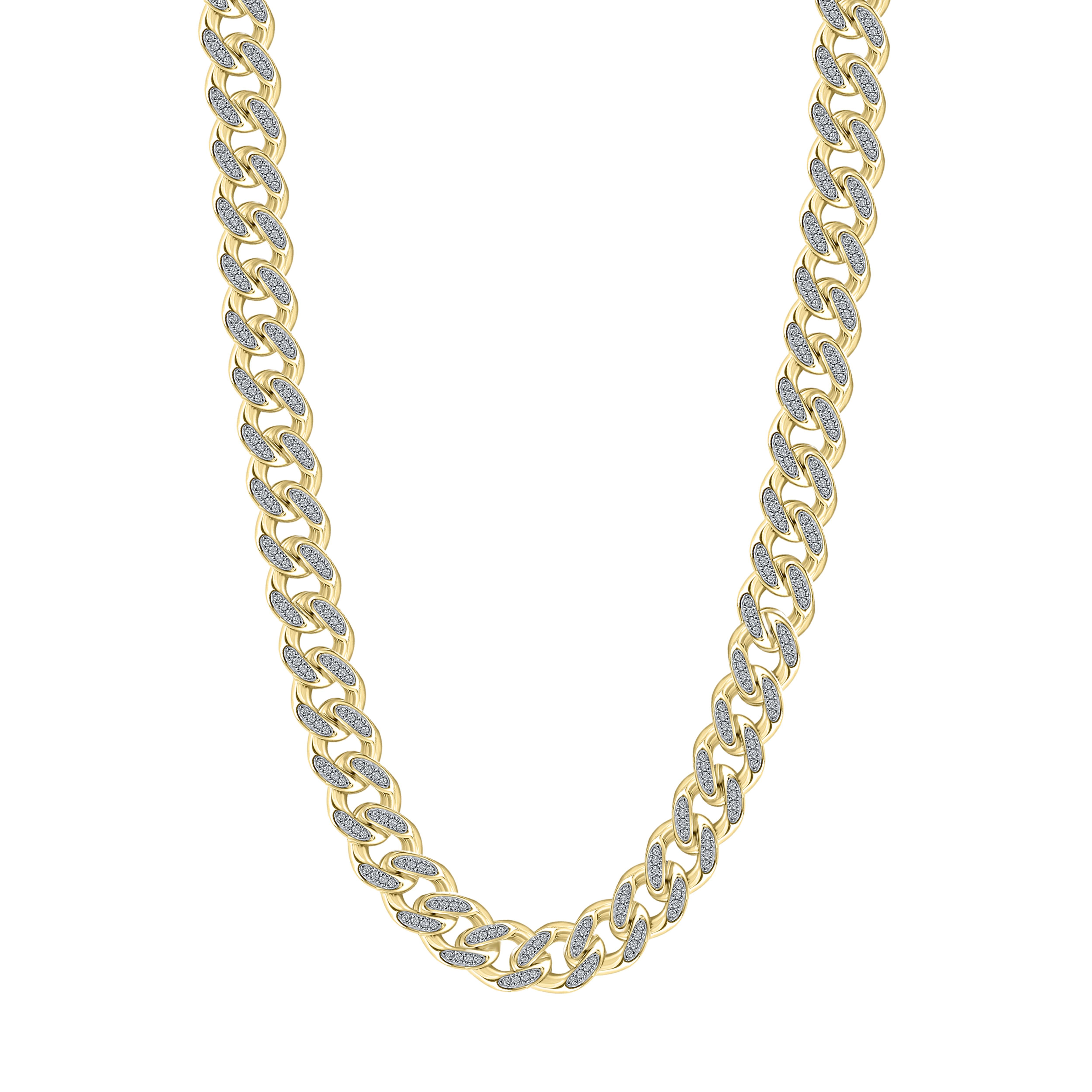 10KT YELLOW GOLD 3.75 CTW DIAMOND CUBAN NECKLACE