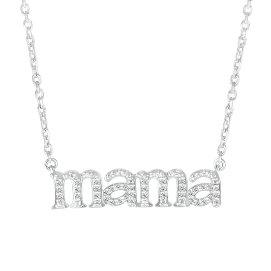 925 Sterling silver 0.08 CTW  Diamond “mama” Necklace