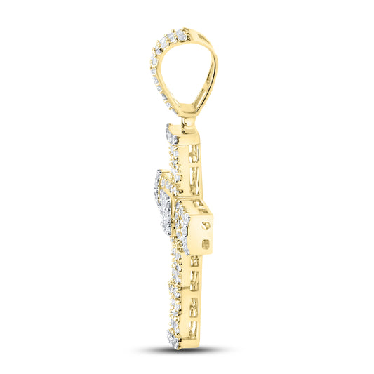 10k Yellow Gold 1.83 CTW Natural Diamond Cross Charm Pendant