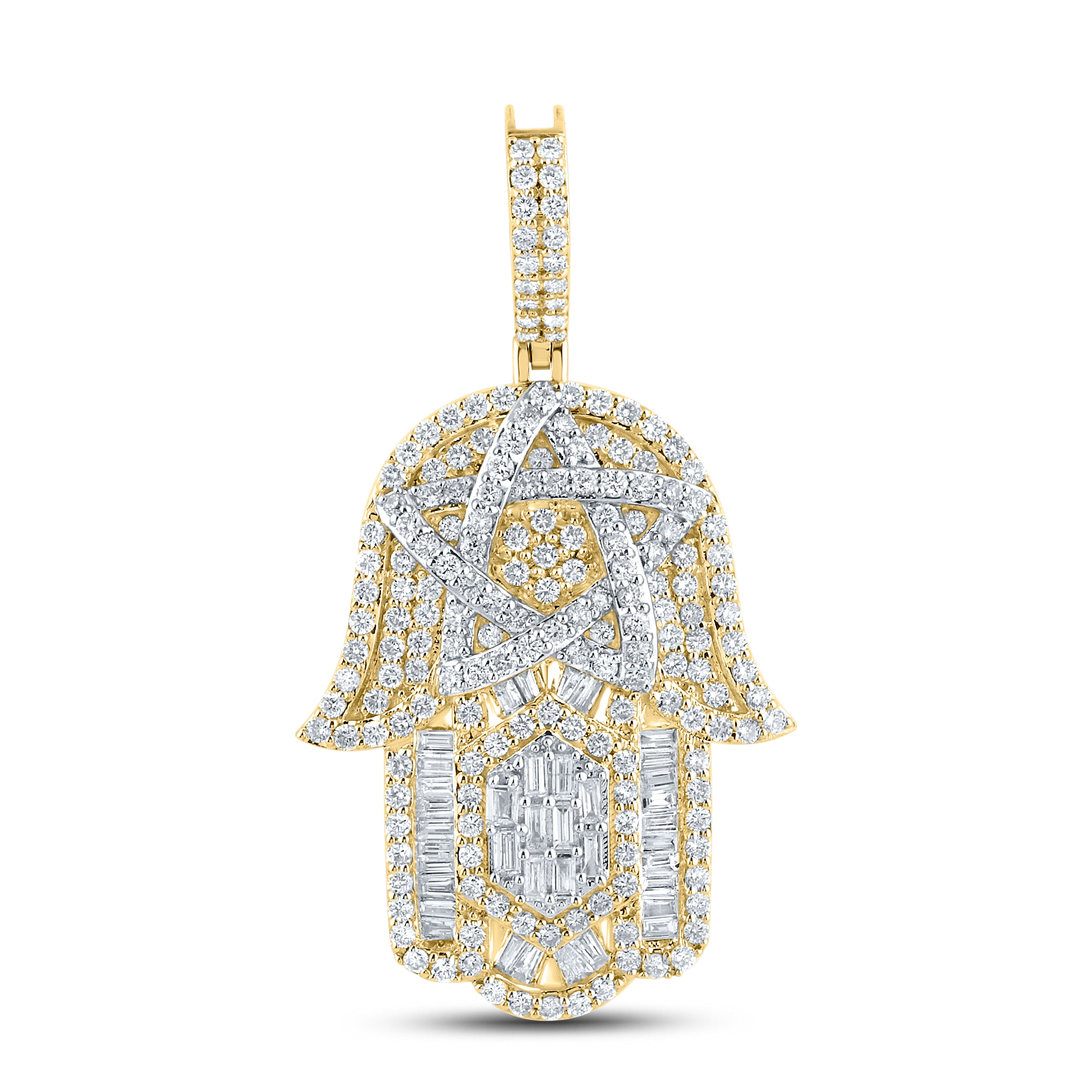 10kt Yellow Gold 2.82 CTW Diamond Hamsa Hand Charm