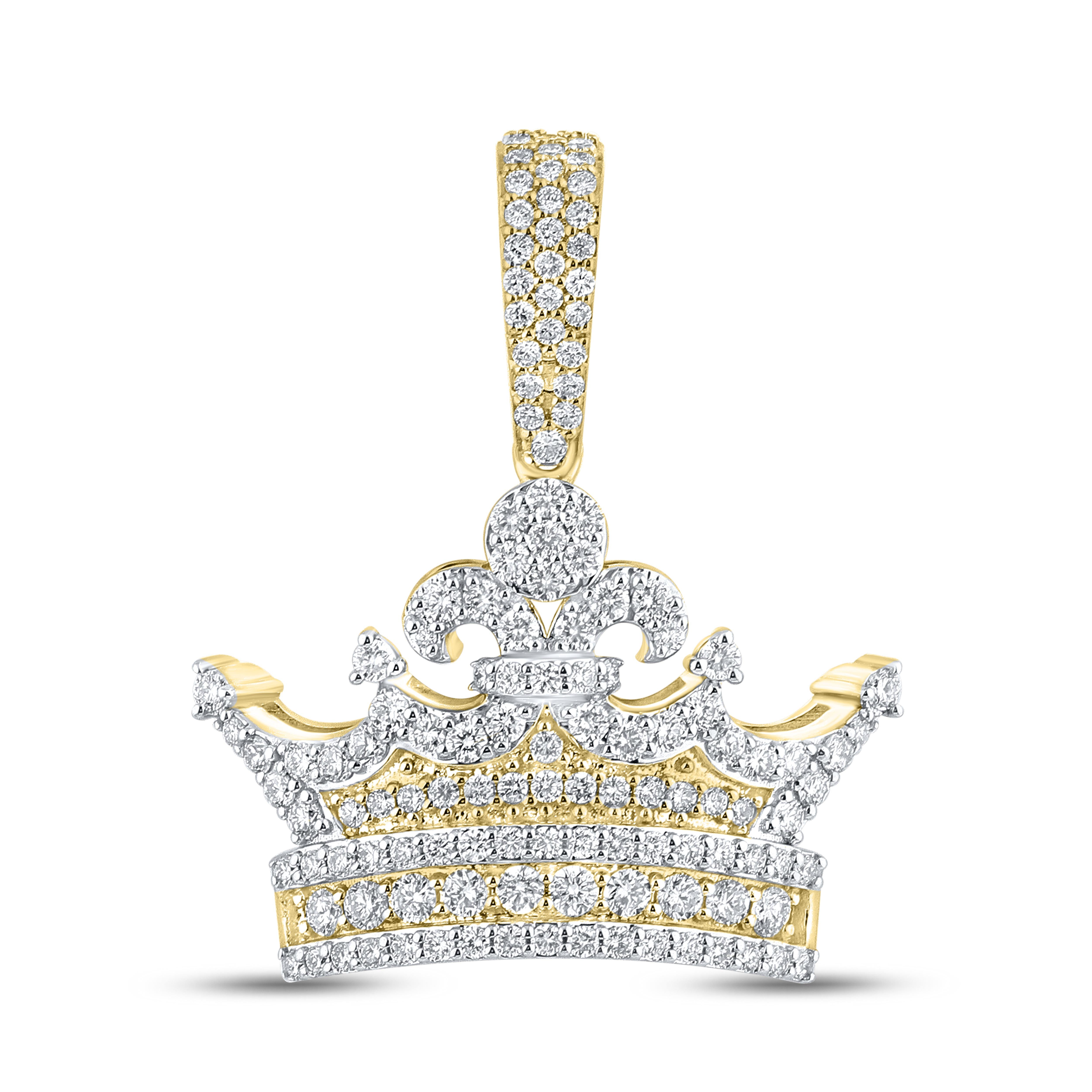 10kt Yellow Gold 1.55 CTW Diamond Crown Charm Pendant