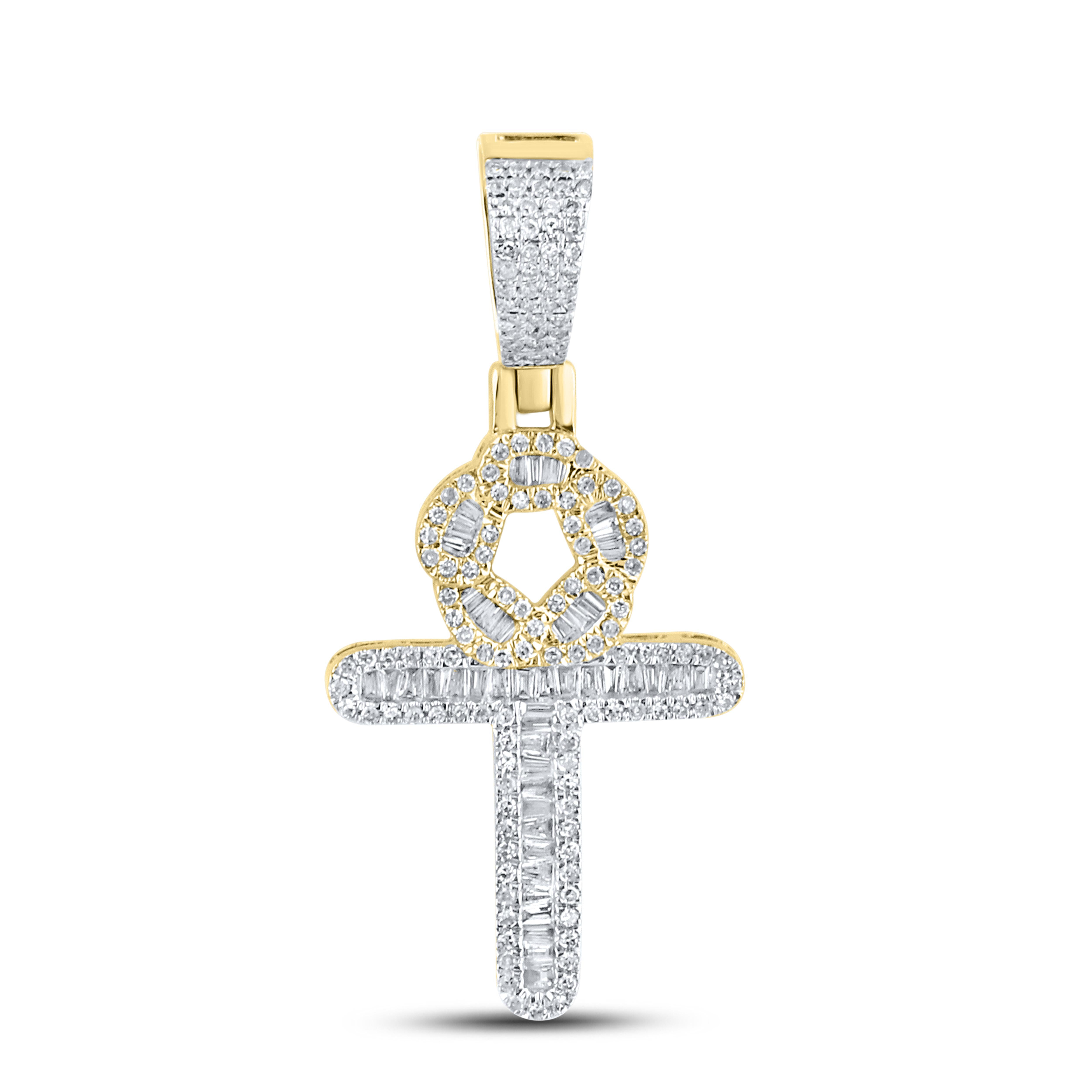 10kt Yellow Gold 0.62 CTW Diamond Ankh Charm Pendant
