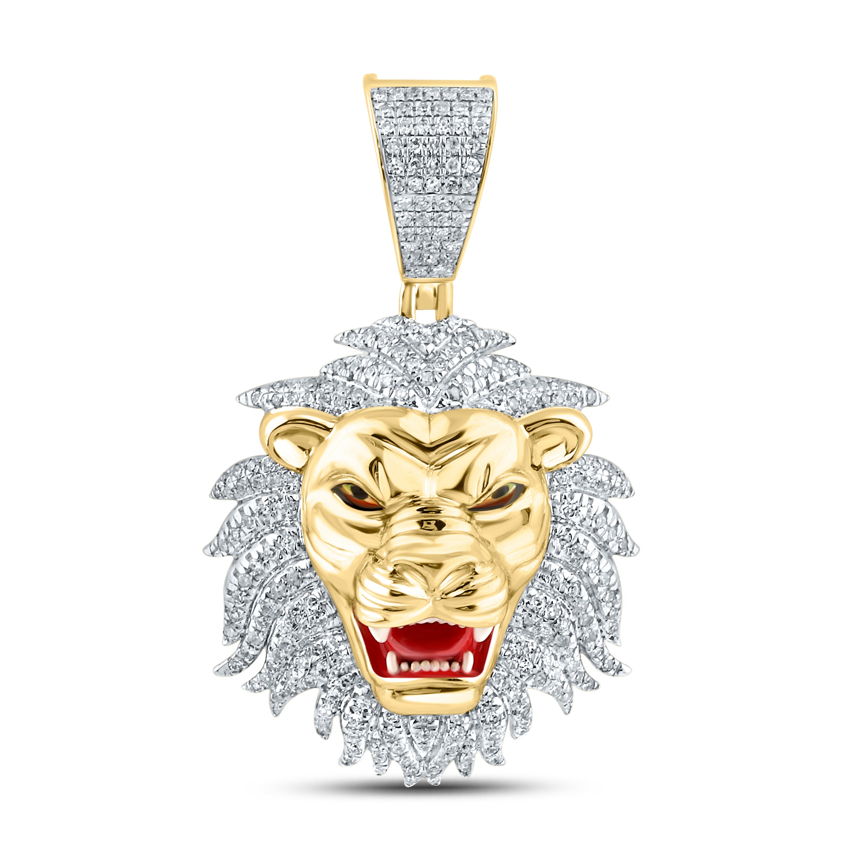 10KT YELLOW GOLD NATURAL DIAMOND 0.59 CTW LION CHARM