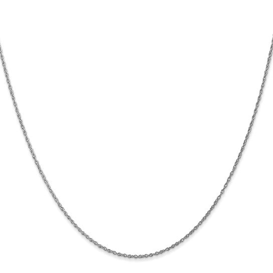 14kt White Gold 24 inch .8mm Light Baby Rope with Spring Ring Clasp Chain