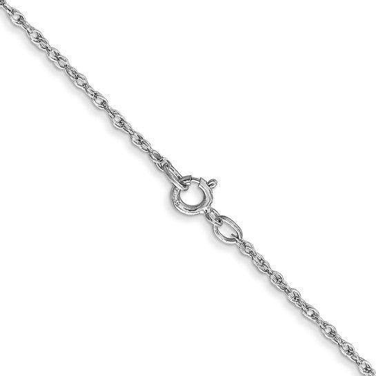14kt White Gold 24 inch .8mm Light Baby Rope with Spring Ring Clasp Chain