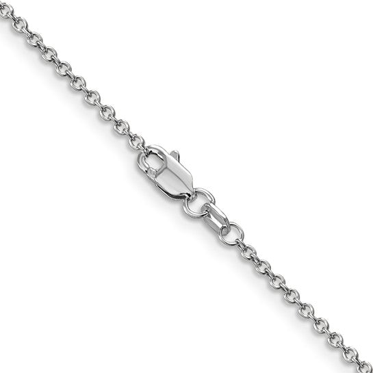 14KT White Gold 18 inch 1.4mm Round Open Wide Link Cable with Lobster Clasp Chain