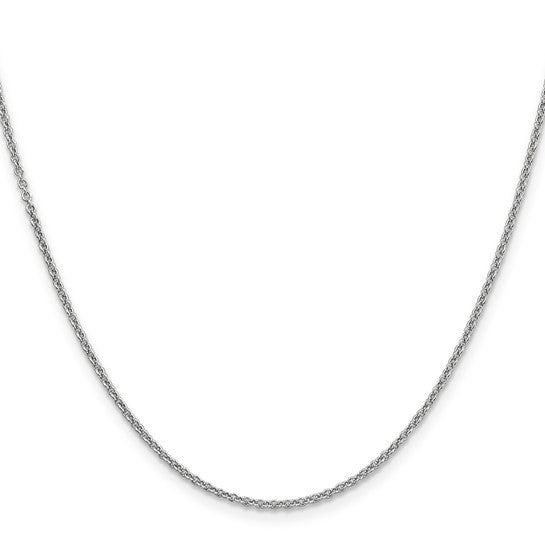 14KT White Gold 30 inch 1.6mm Round Open Link Cable with Lobster Clasp Chain