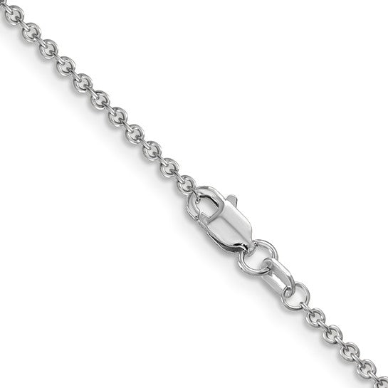14KT White Gold 30 inch 1.6mm Round Open Link Cable with Lobster Clasp Chain