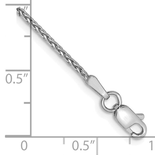 14KT White Gold 9 inch 1.5mm Diamond-cut Parisian Wheat with Lobster Clasp Anklet