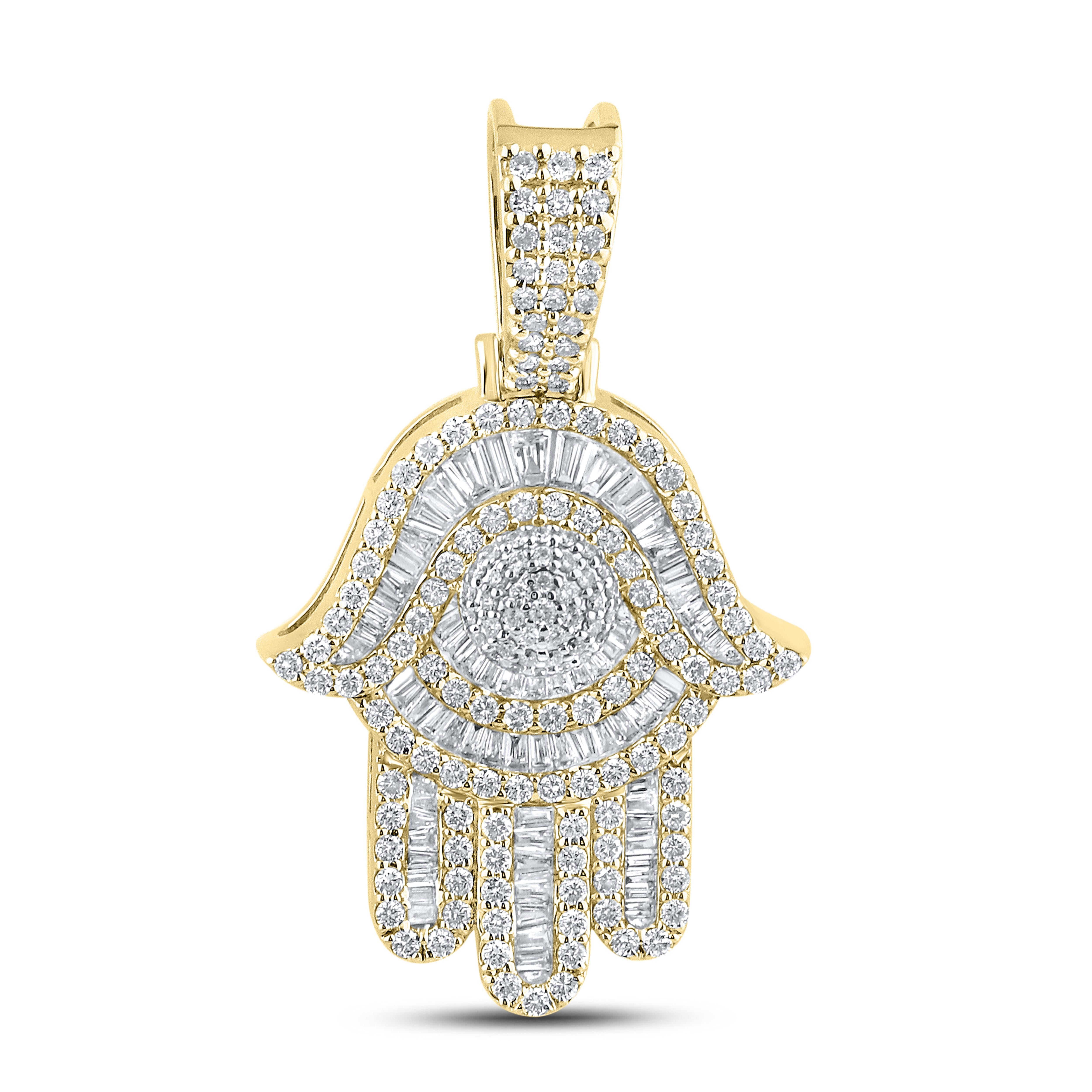 10KT Yellow Gold 2.04 CTW Diamond Hamsa Hand Charm