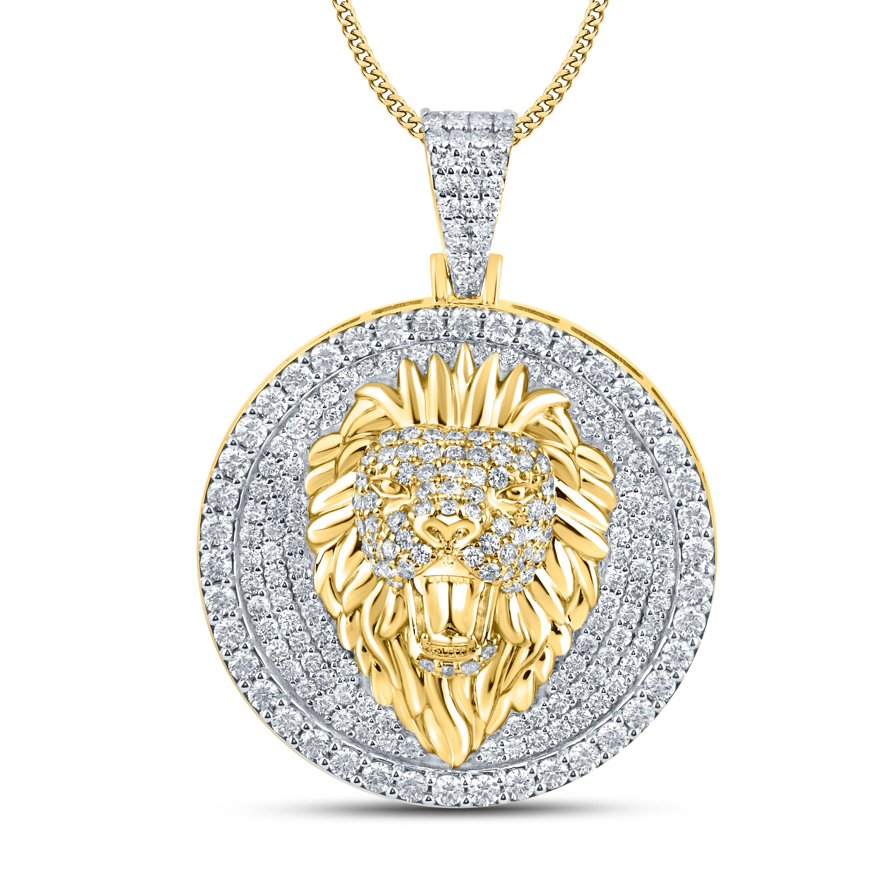 10KT YELLOW GOLD NATURAL DIAMOND 2.99 CTW LION CHARM