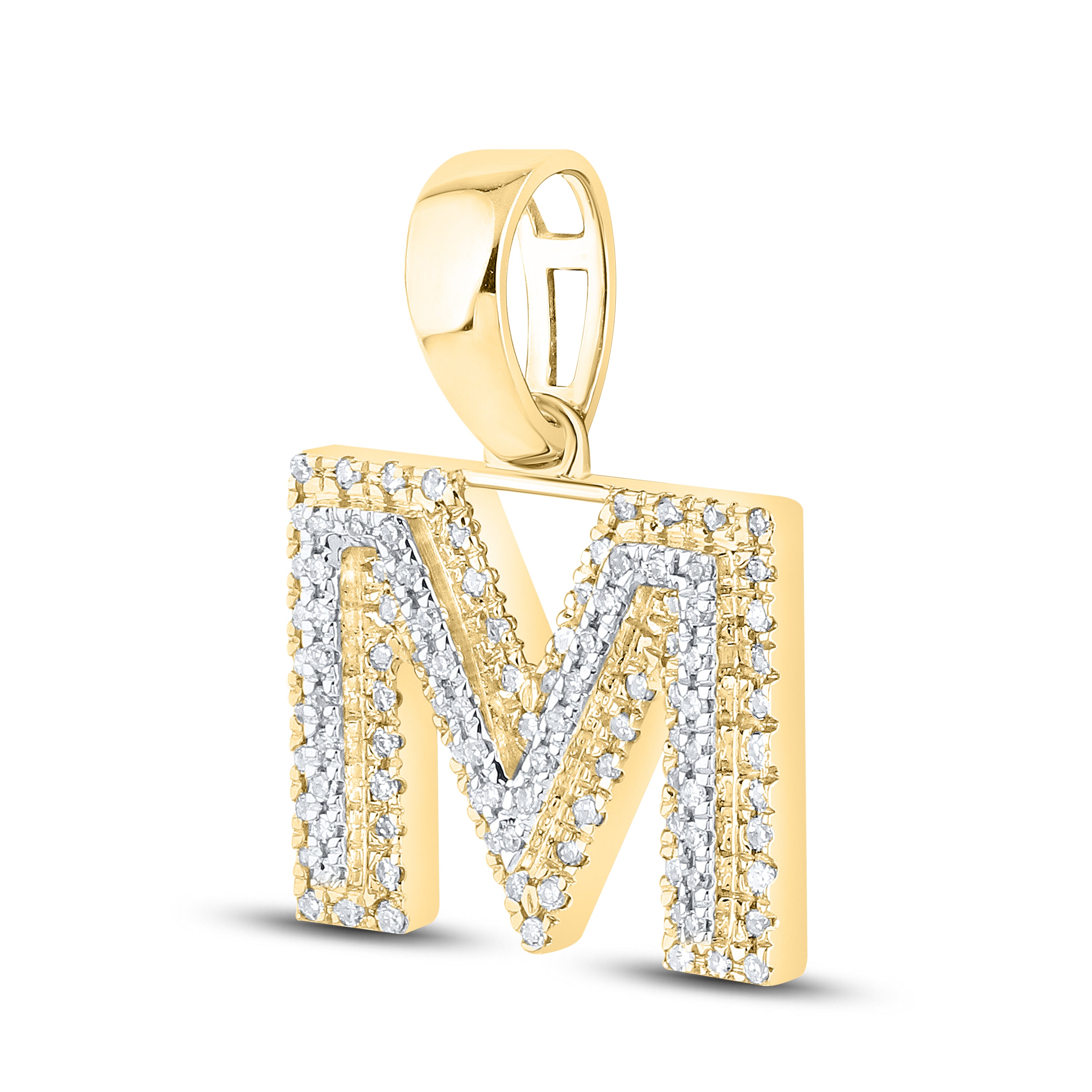 10kt yellow gold 0.17ctw Diamond Initial M Charm