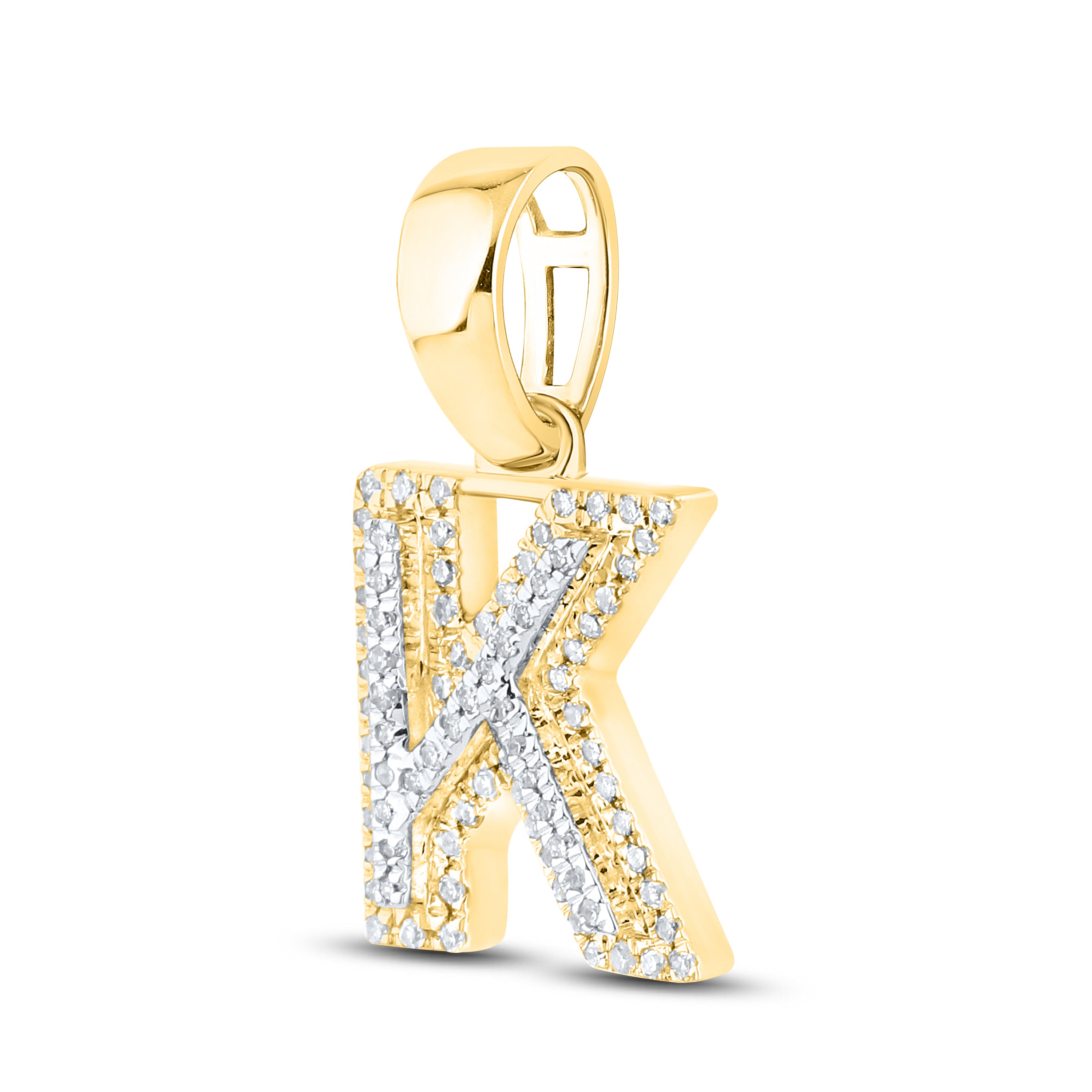 10kt yellow gold 0.15 ctw Diamond Initial K Charm