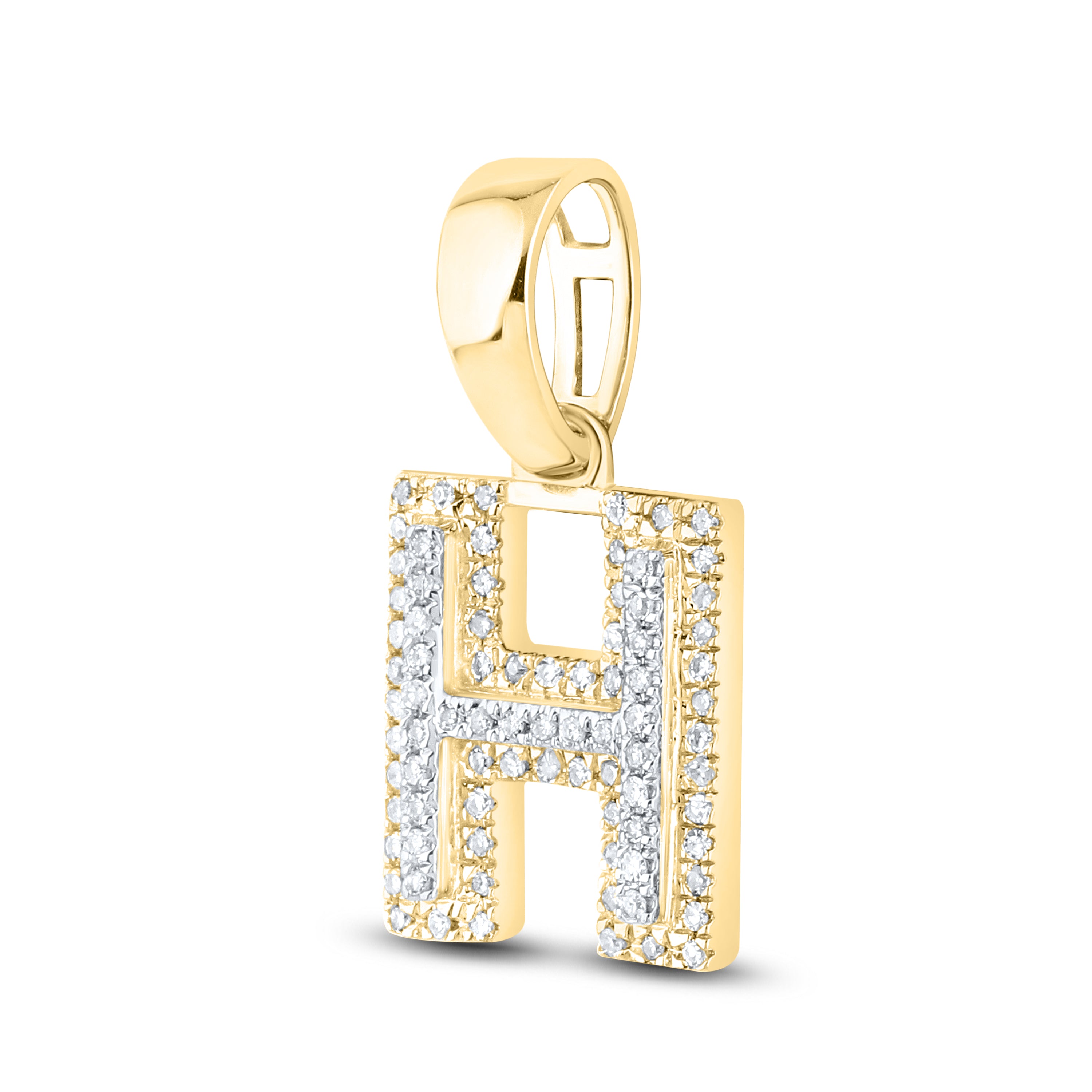 10kt yellow gold 0.12 ctw Diamond Initial H Charm