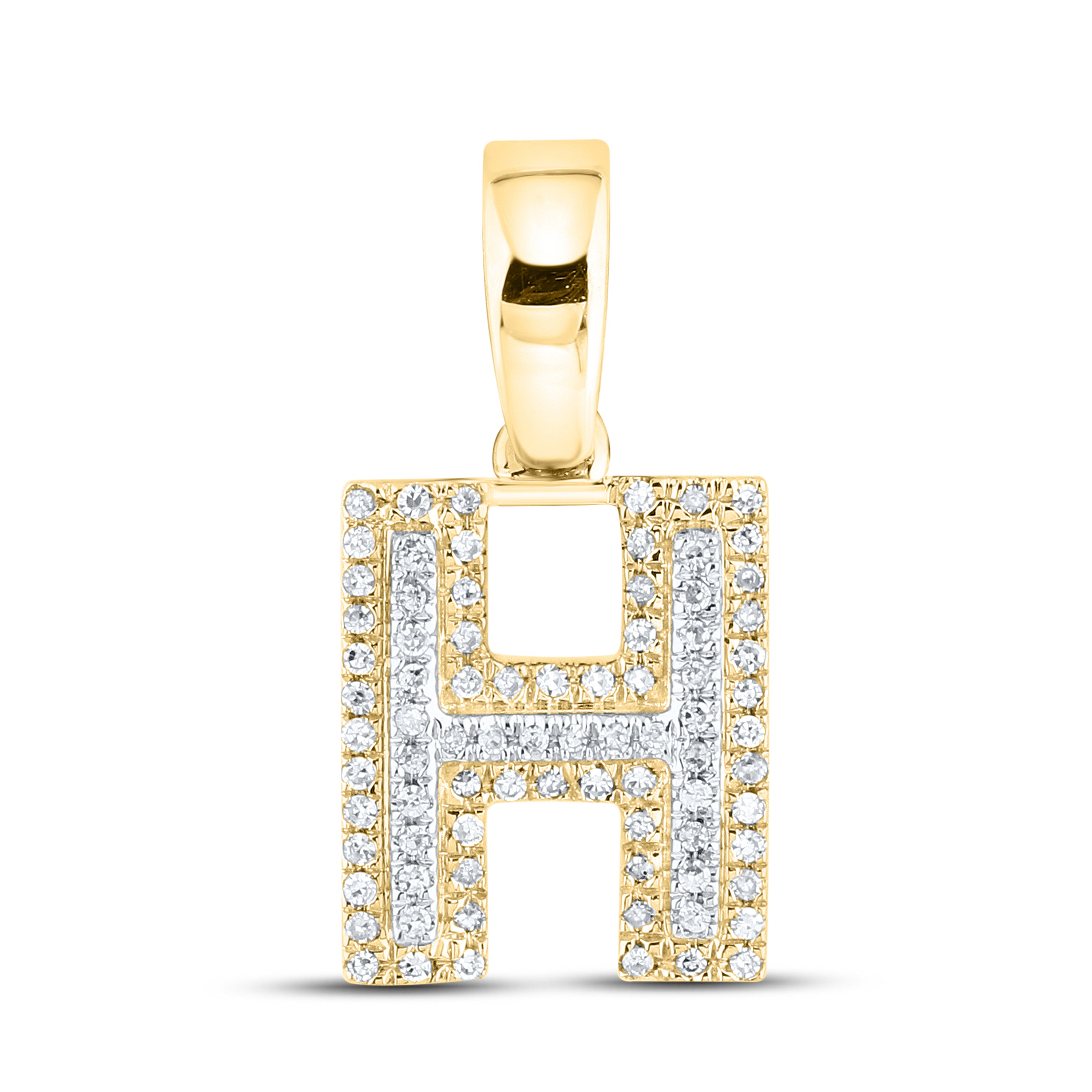 10kt yellow gold 0.12 ctw Diamond Initial H Charm