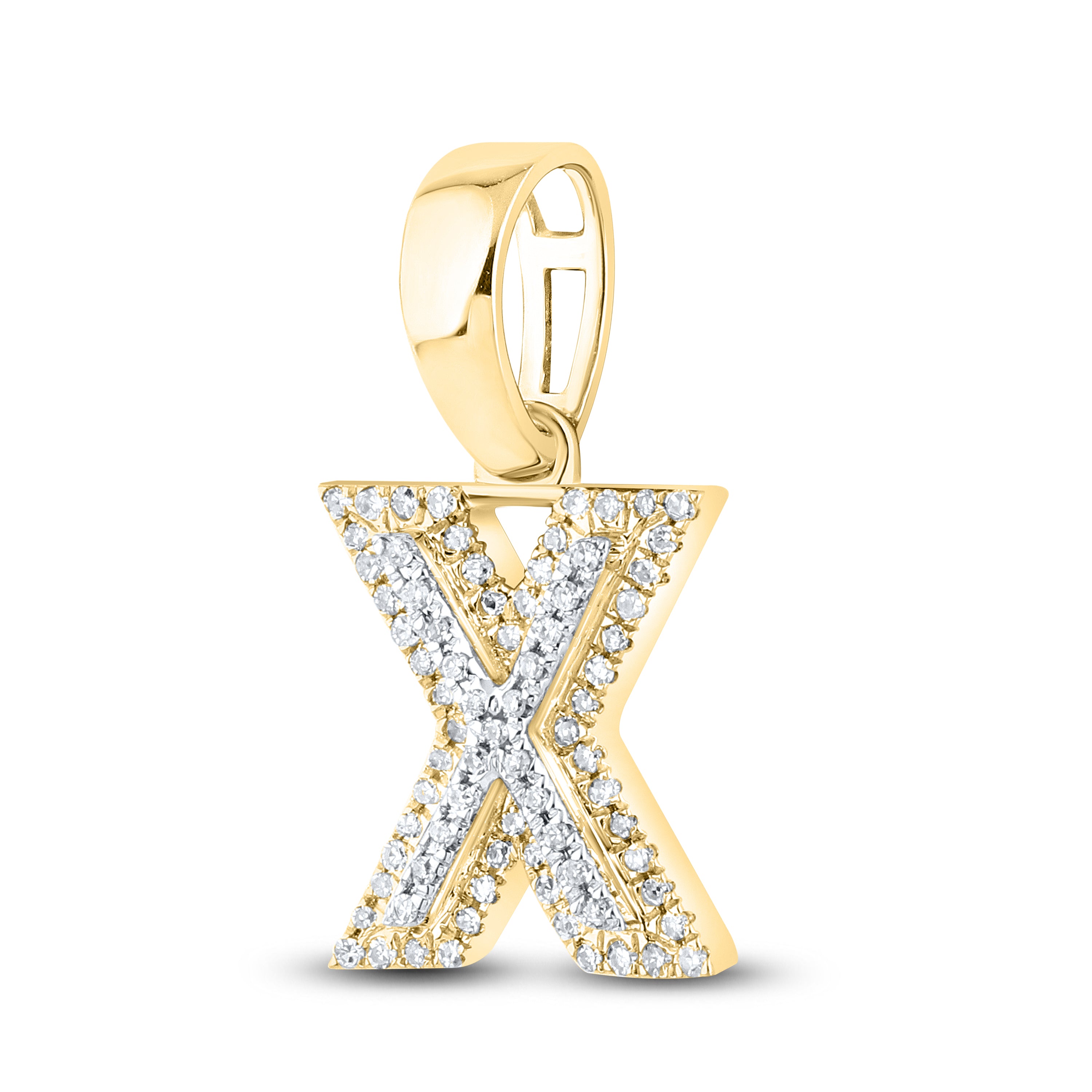 10kt yellow gold 0.13 ctw Diamond Initial X Charm