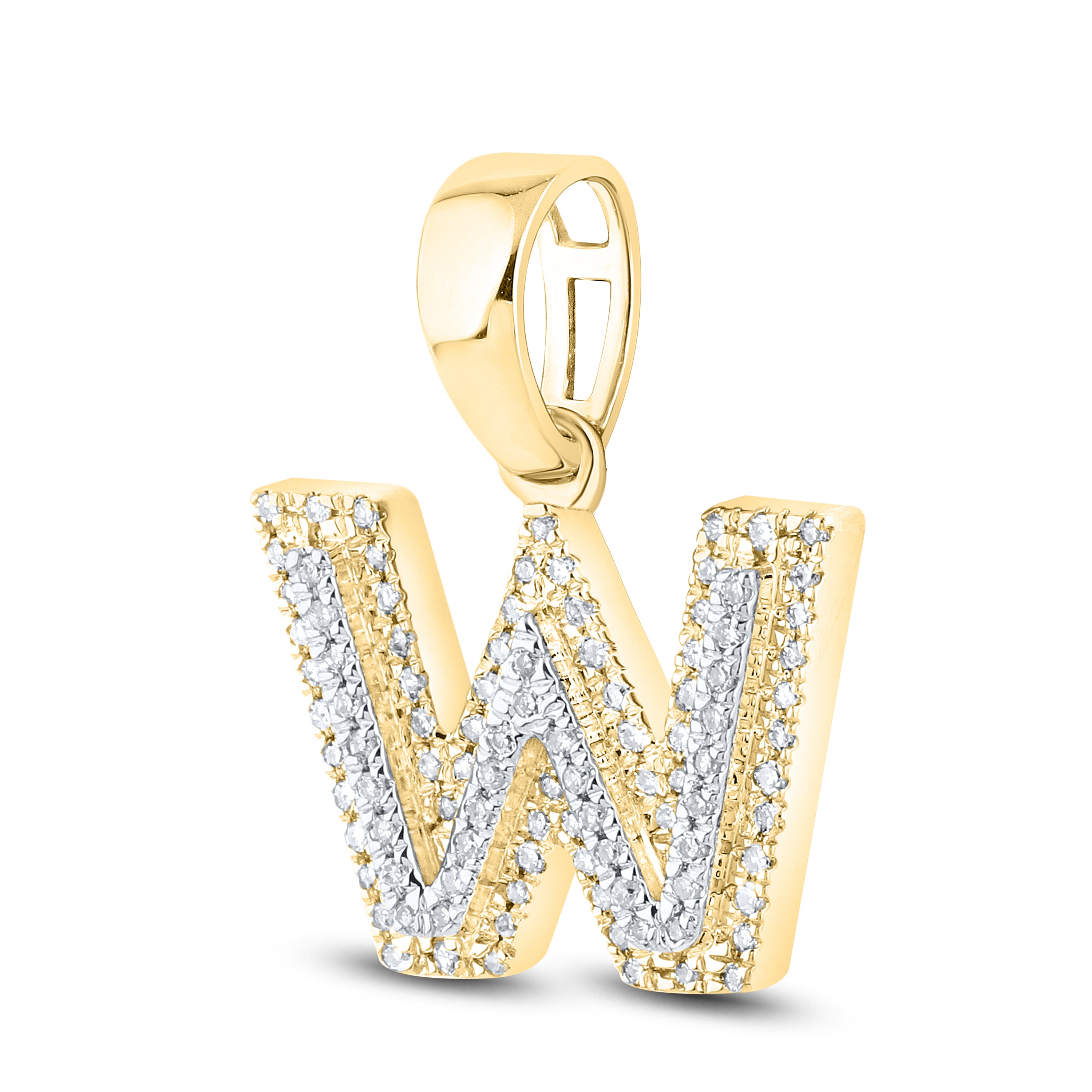 10kt yellow gold 0.17 ctw Diamond Initial W Charm
