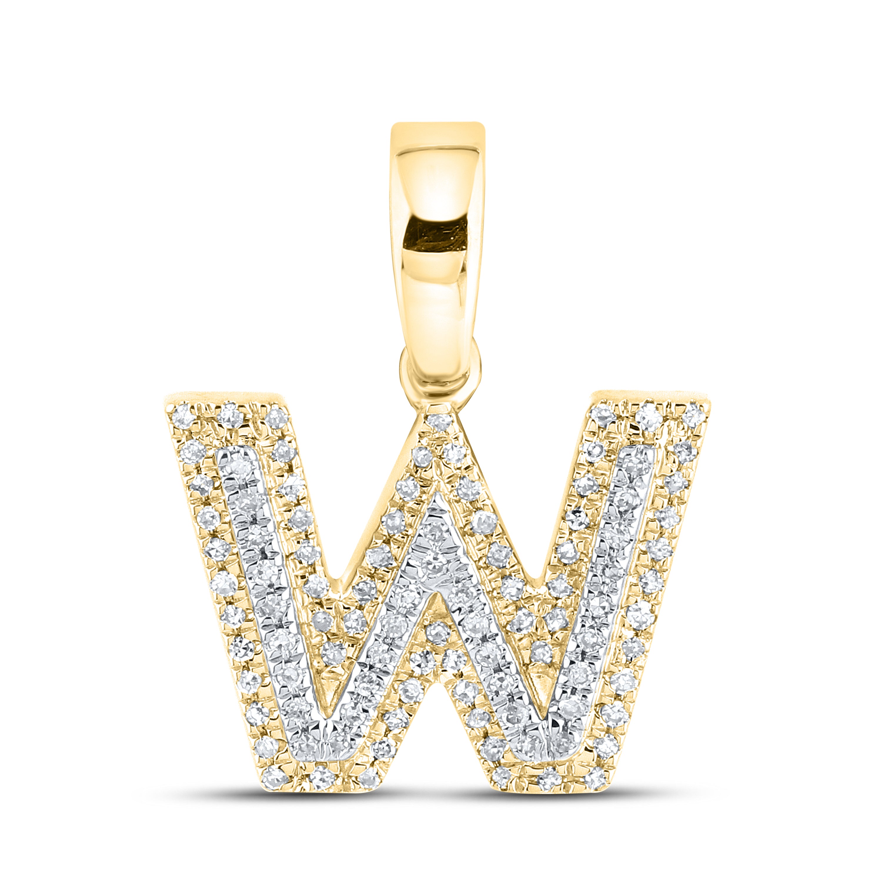 10kt yellow gold 0.17 ctw Diamond Initial W Charm