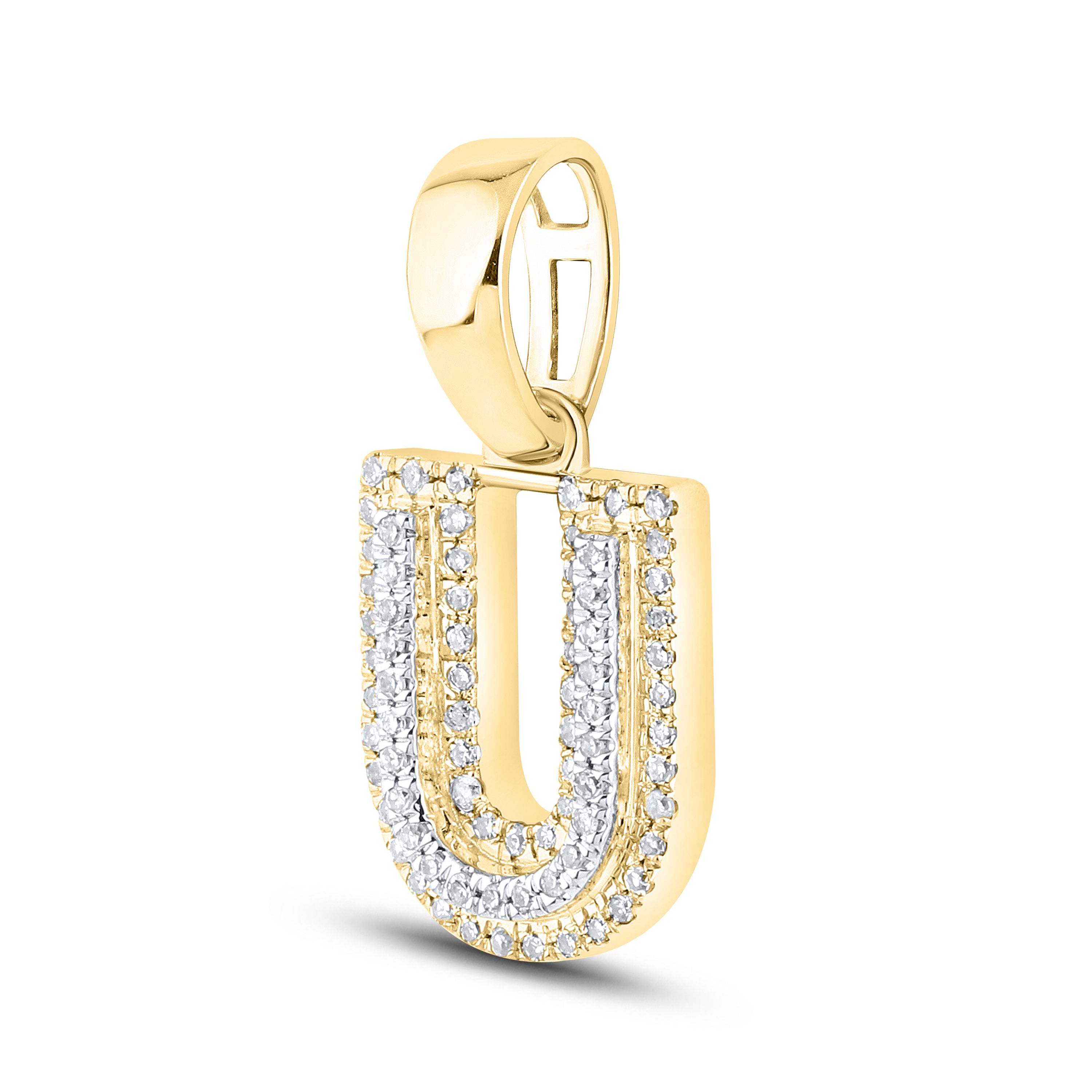 10kt yellow gold 0.13 ctw Diamond Initial U Charm