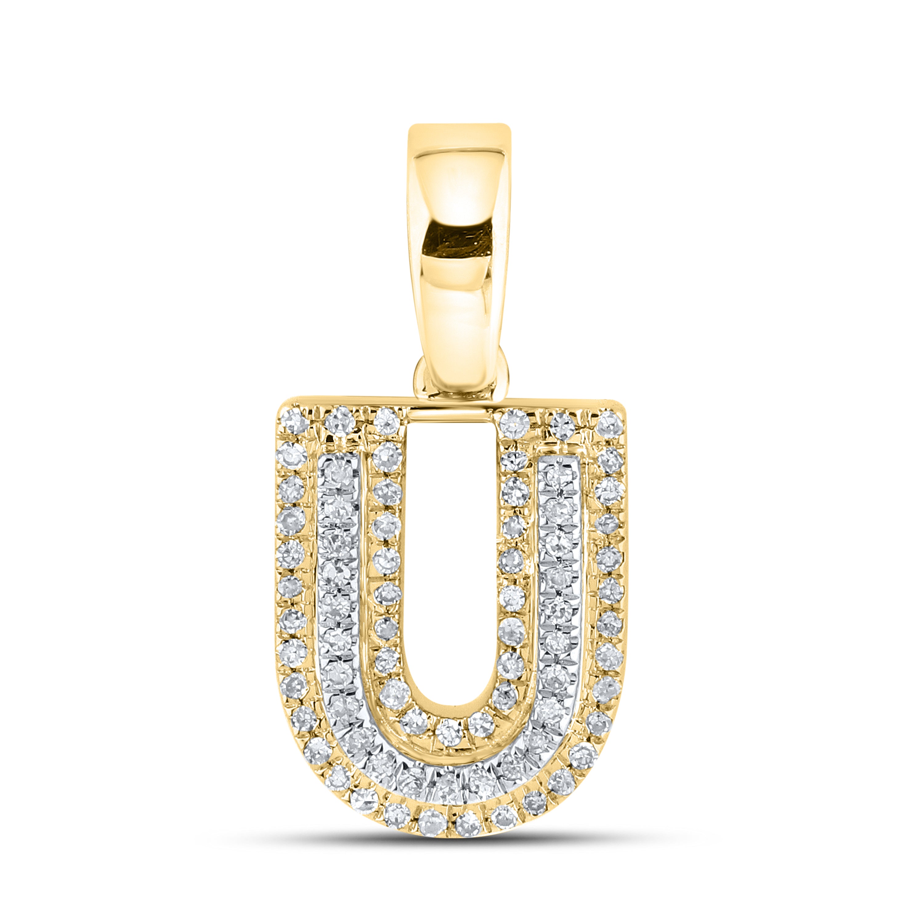 10kt yellow gold 0.13 ctw Diamond Initial U Charm