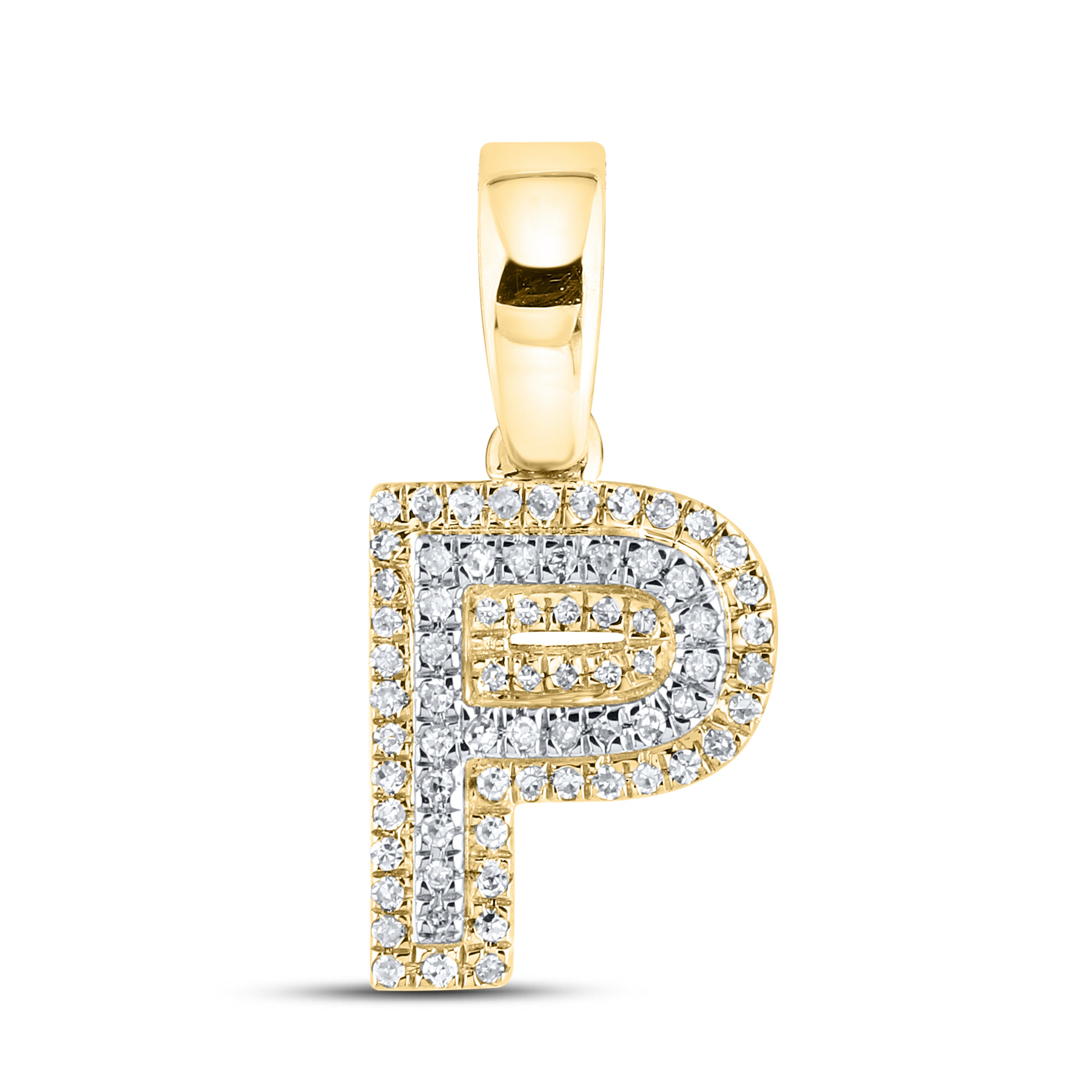 10kt yellow gold 0.13 ctw Diamond Initial P Charm
