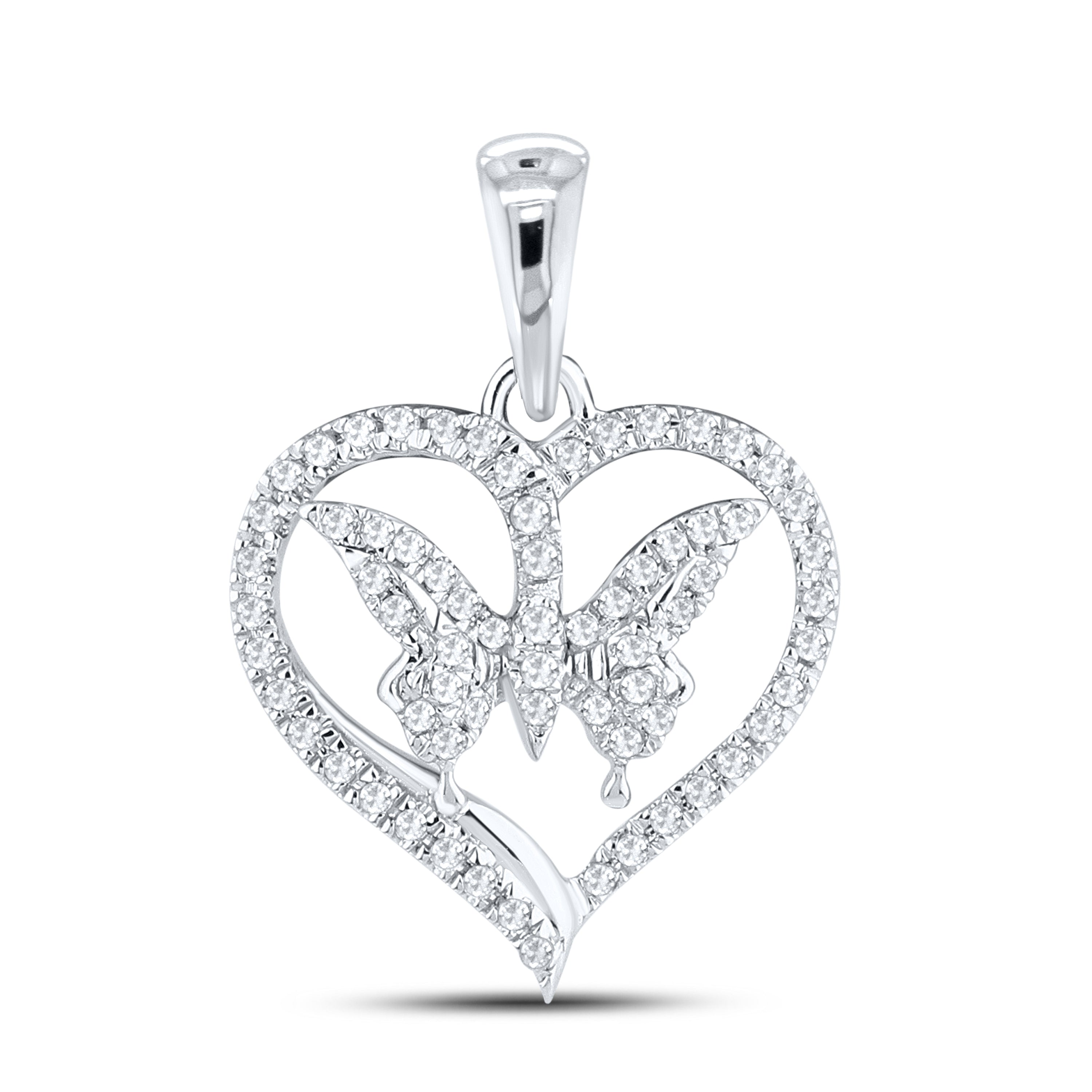 14kt White Gold 0.10 CTW Diamond Heart Pendant