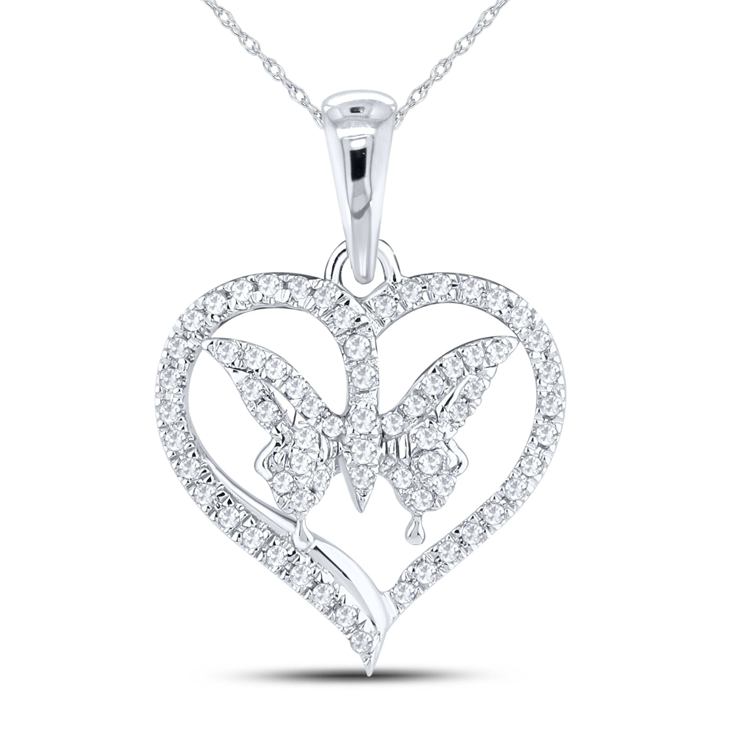 14kt White Gold 0.10 CTW Diamond Heart Pendant
