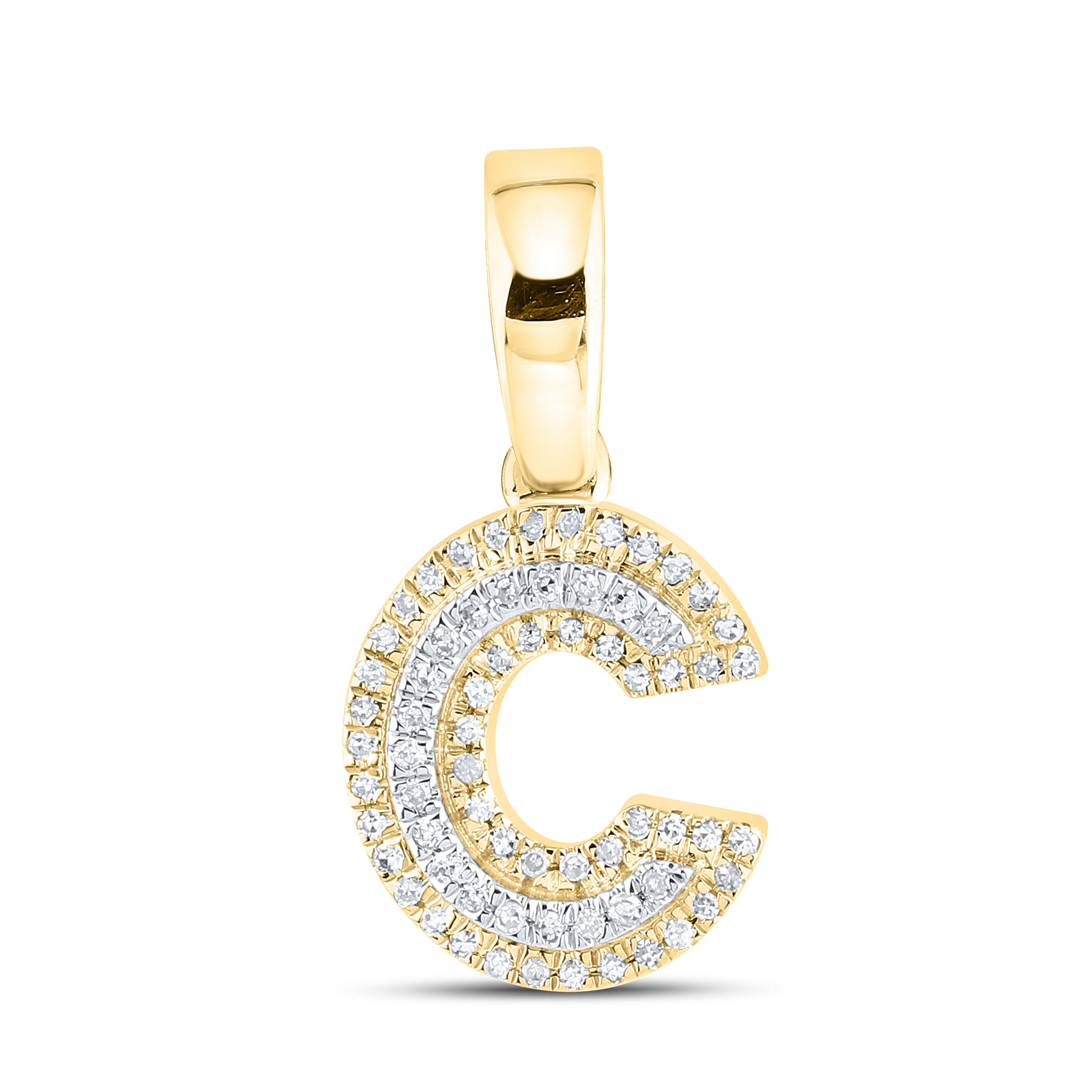 10kt yellow gold 0.11 ctw Diamond Initial C Charm