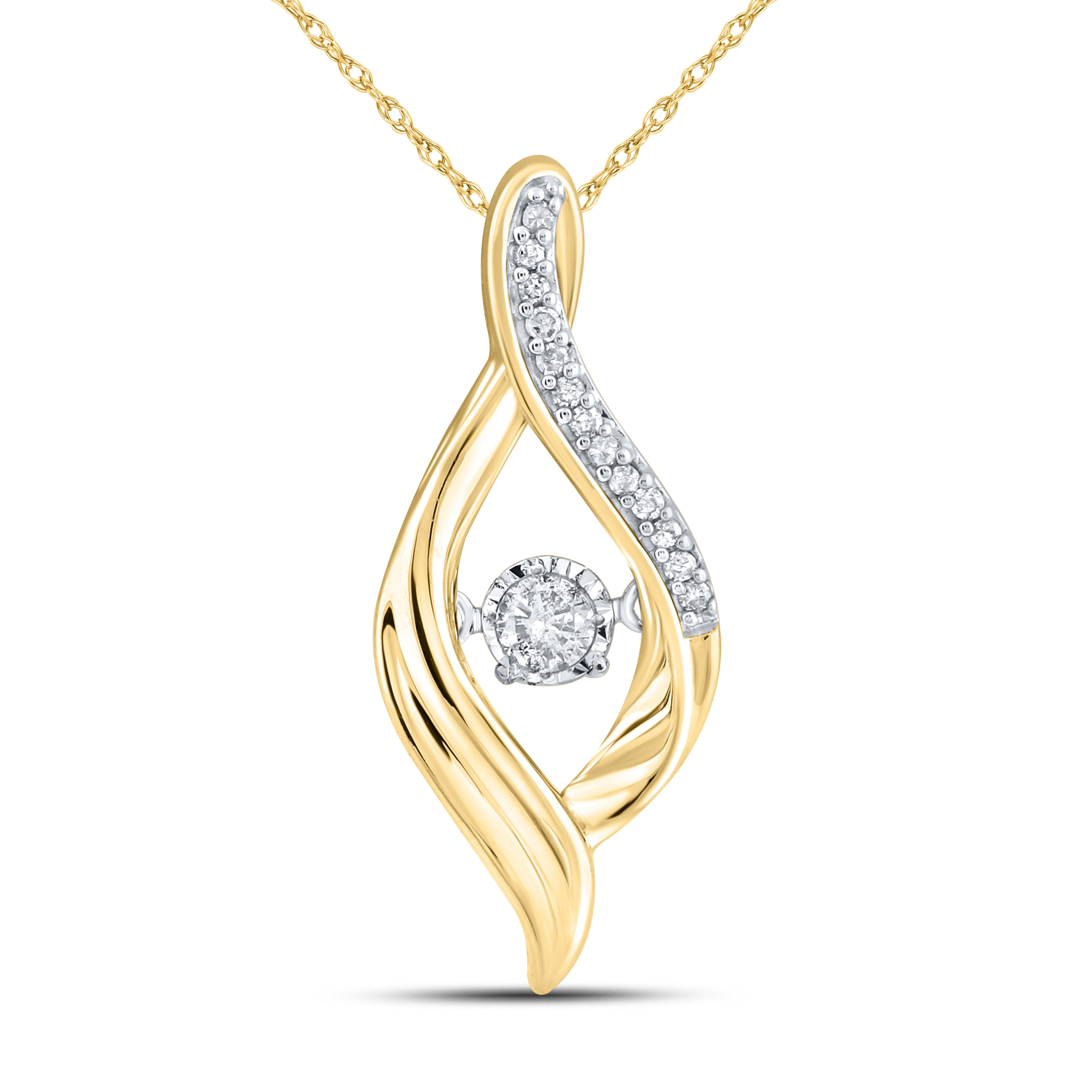 10K Yellow Gold 0.10 CTW Diamond Pendant with chain