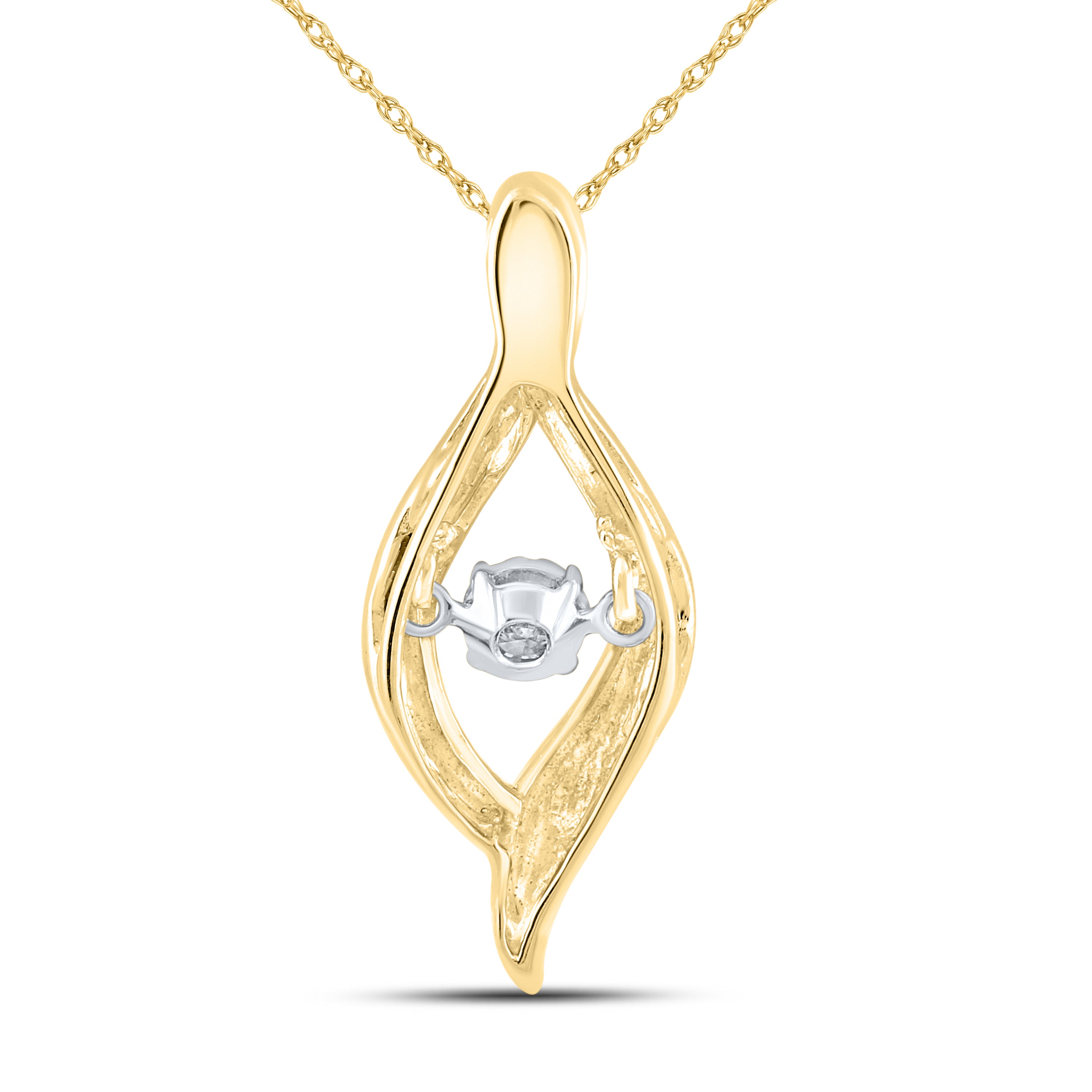 10K Yellow Gold 0.10 CTW Diamond Pendant with chain