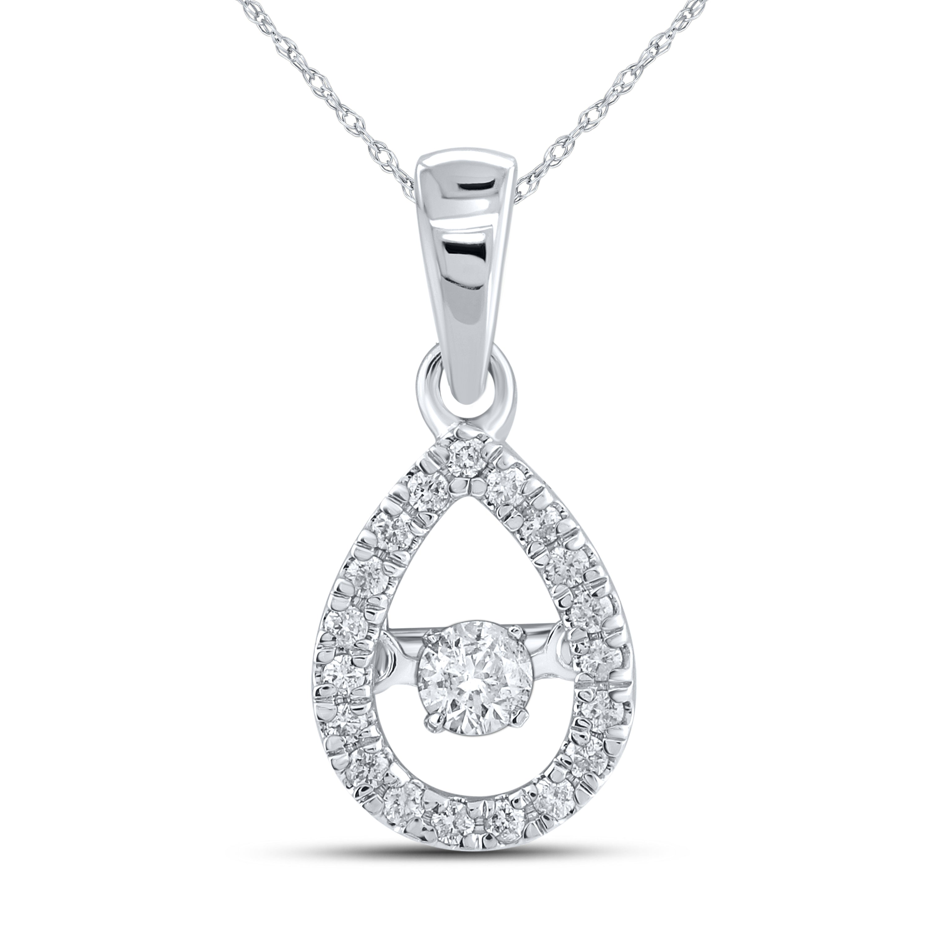10kt White Gold 0.20 CTW Natural Diamond Pendant with 18-inch Chain
