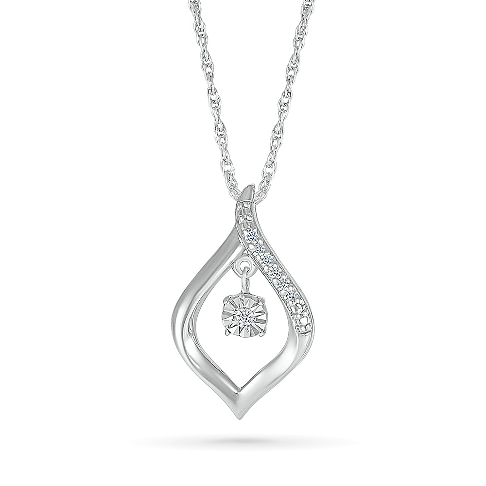 10k White Gold 0.03 CTW Diamond Pendant with White Gold Chain