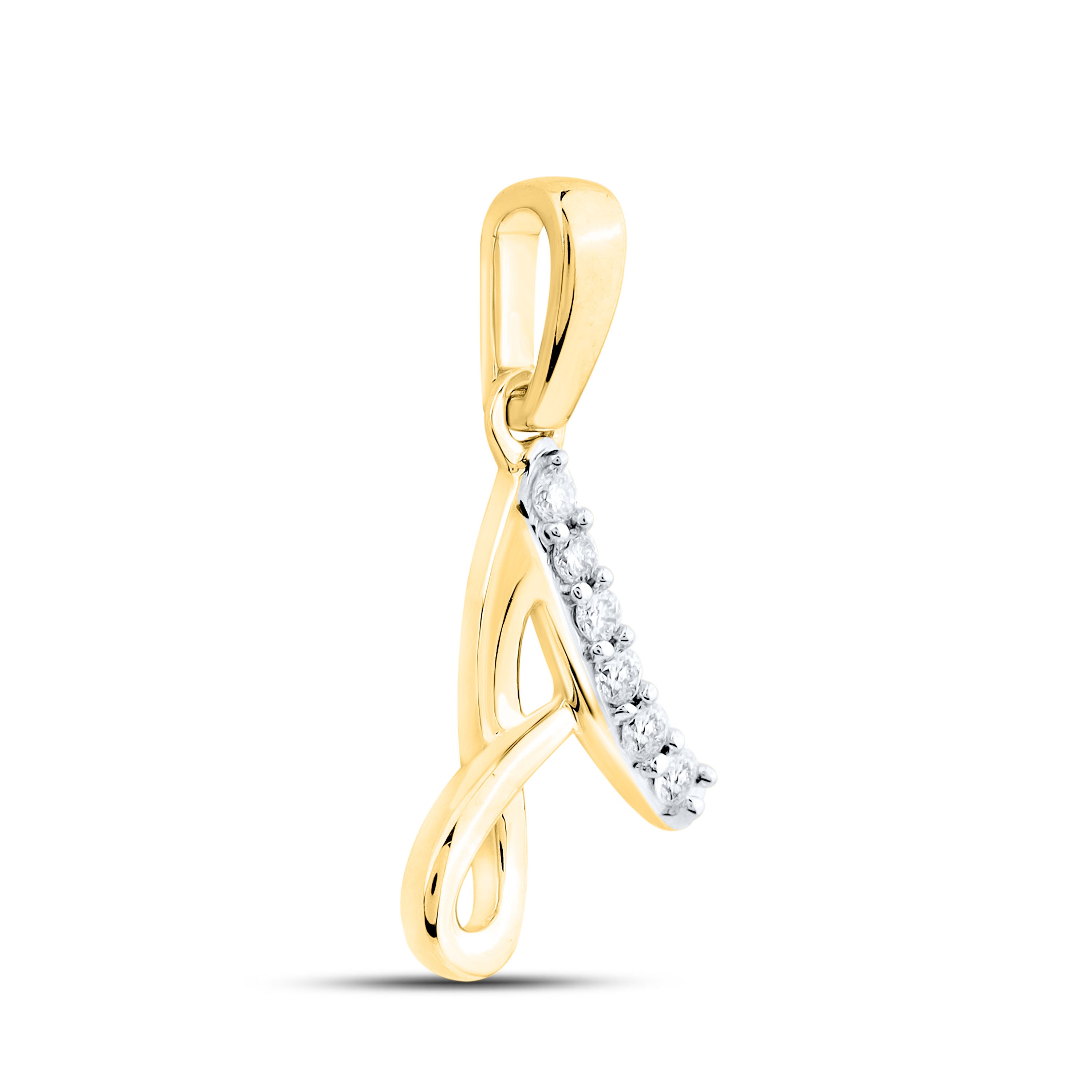 10KT Yellow gold 0.04 CTW Diamond Initial A Pendant