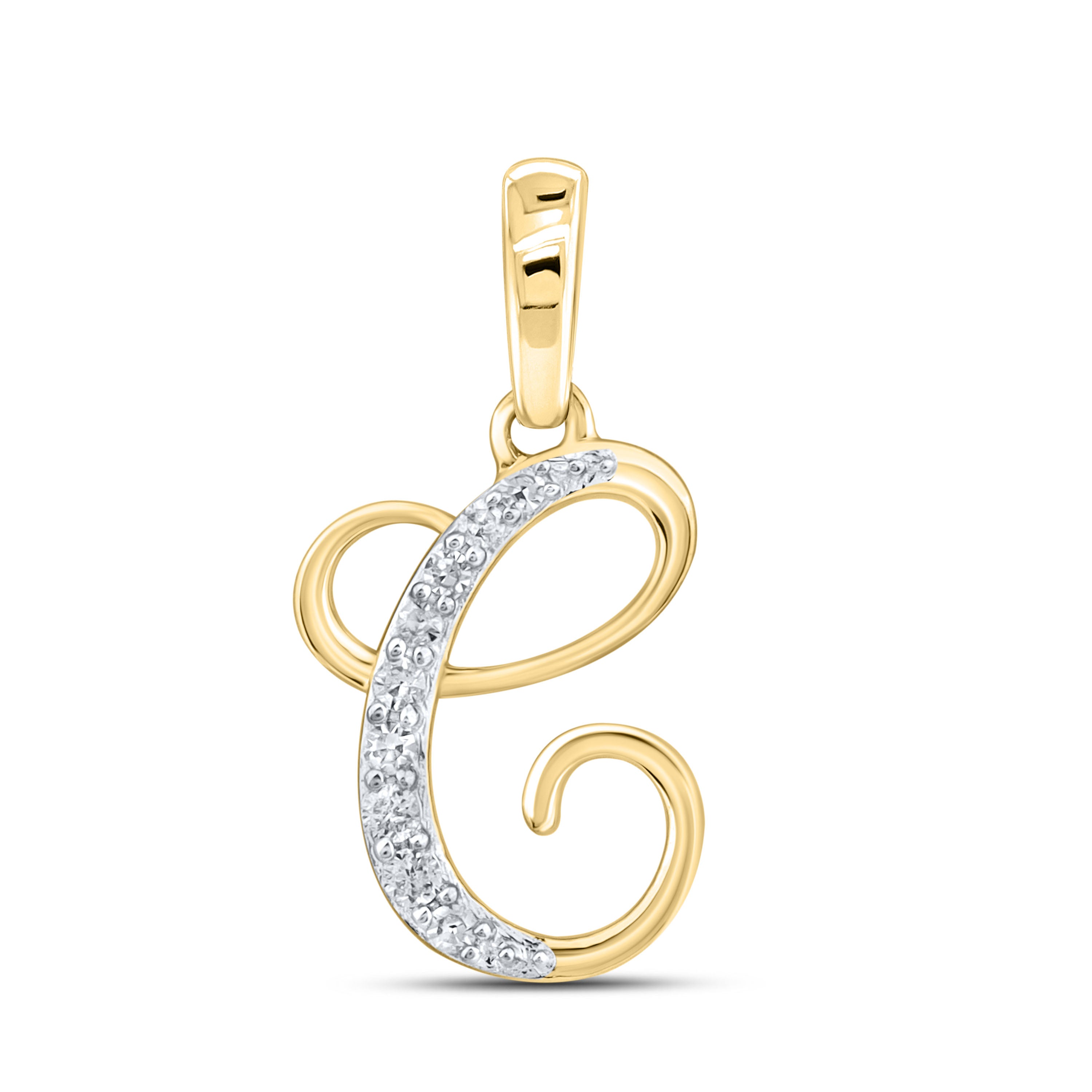 10KT YELLOW GOLD 0.04 CTW NATURAL DIAMOND INITIAL C