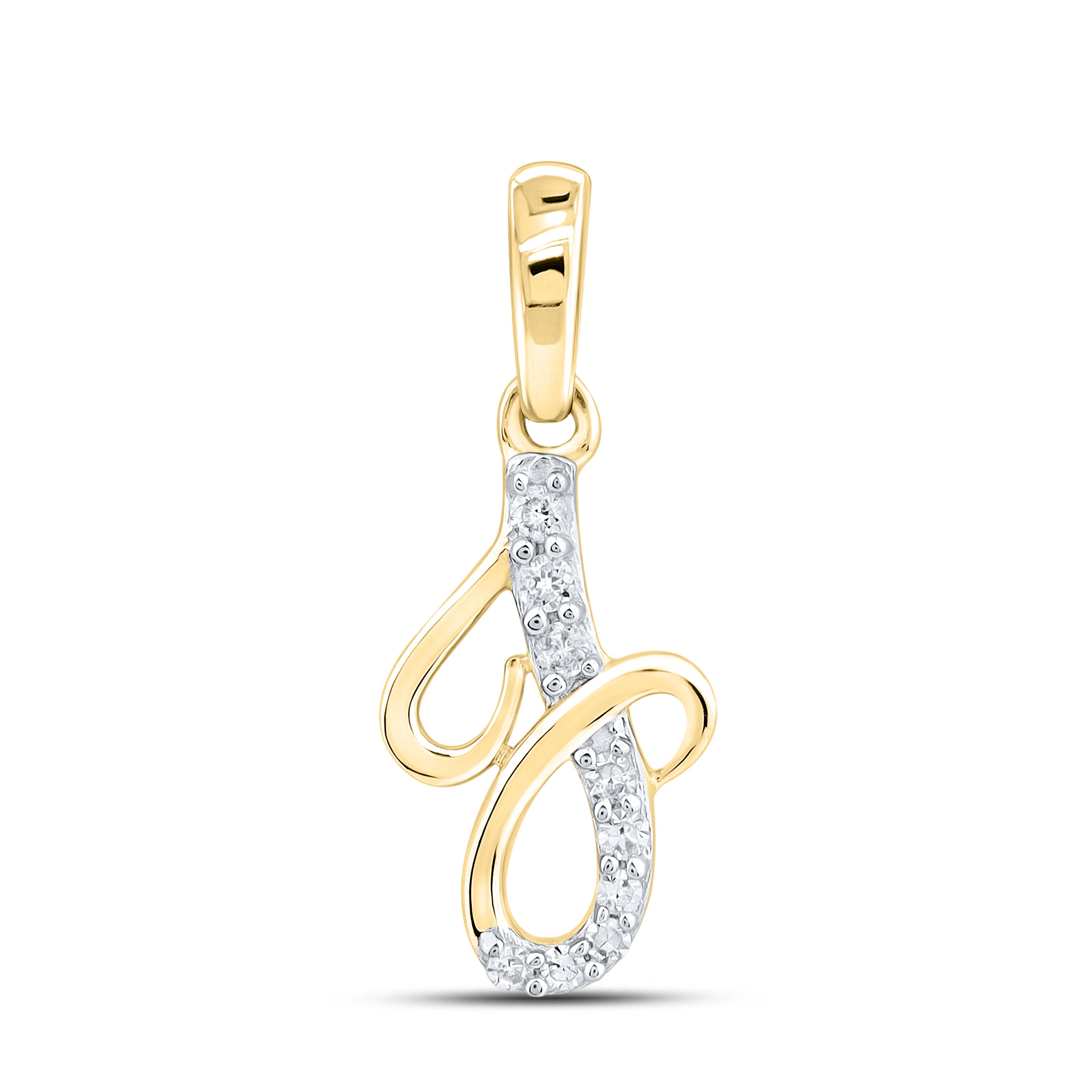 10KT YELLOW GOLD 0.04 CTW NATURAL DIAMOND INITIAL J