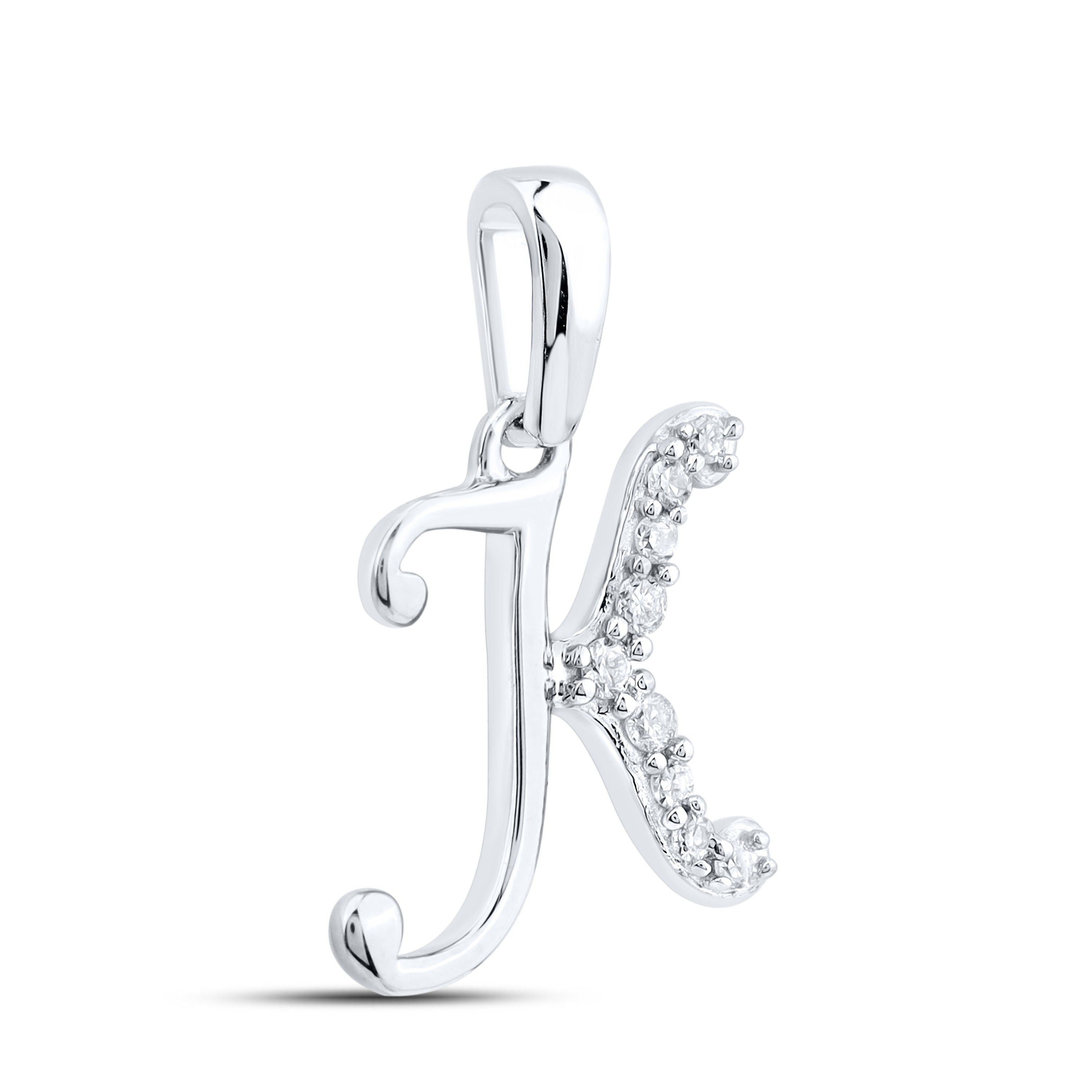 10KT WHITE GOLD 0.04 CTW NATURAL DIAMOND INITIAL K