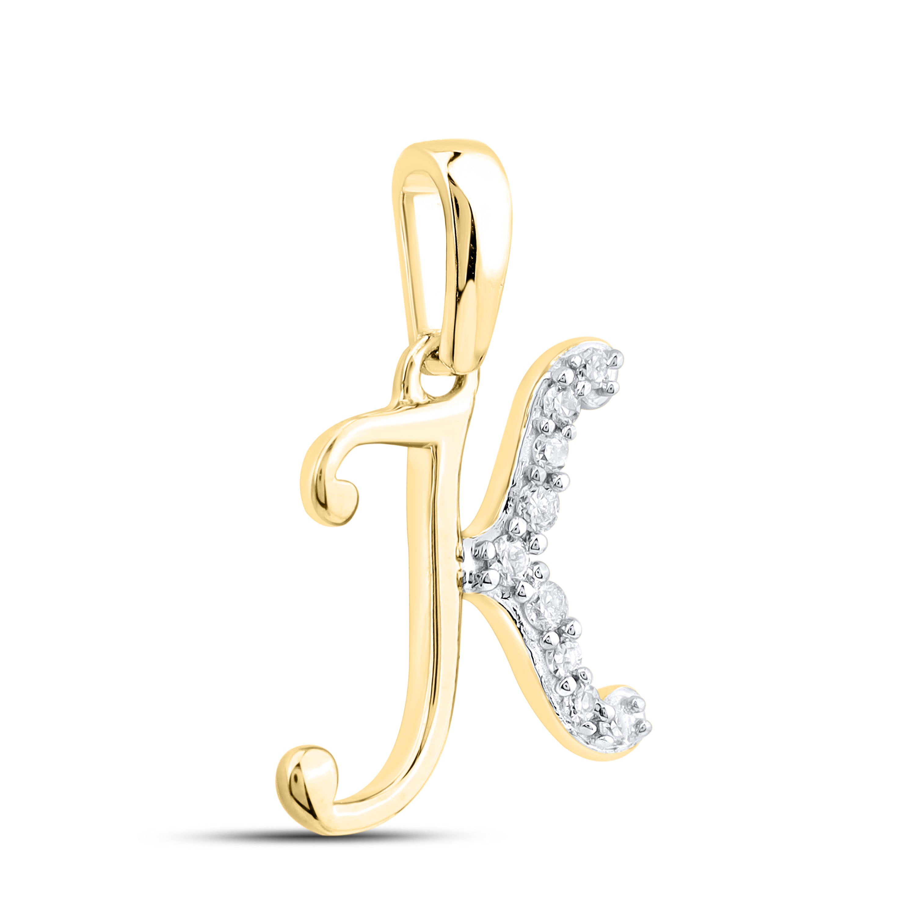 10KT YELLOW GOLD 0.04 CTW NATURAL DIAMOND INITIAL K