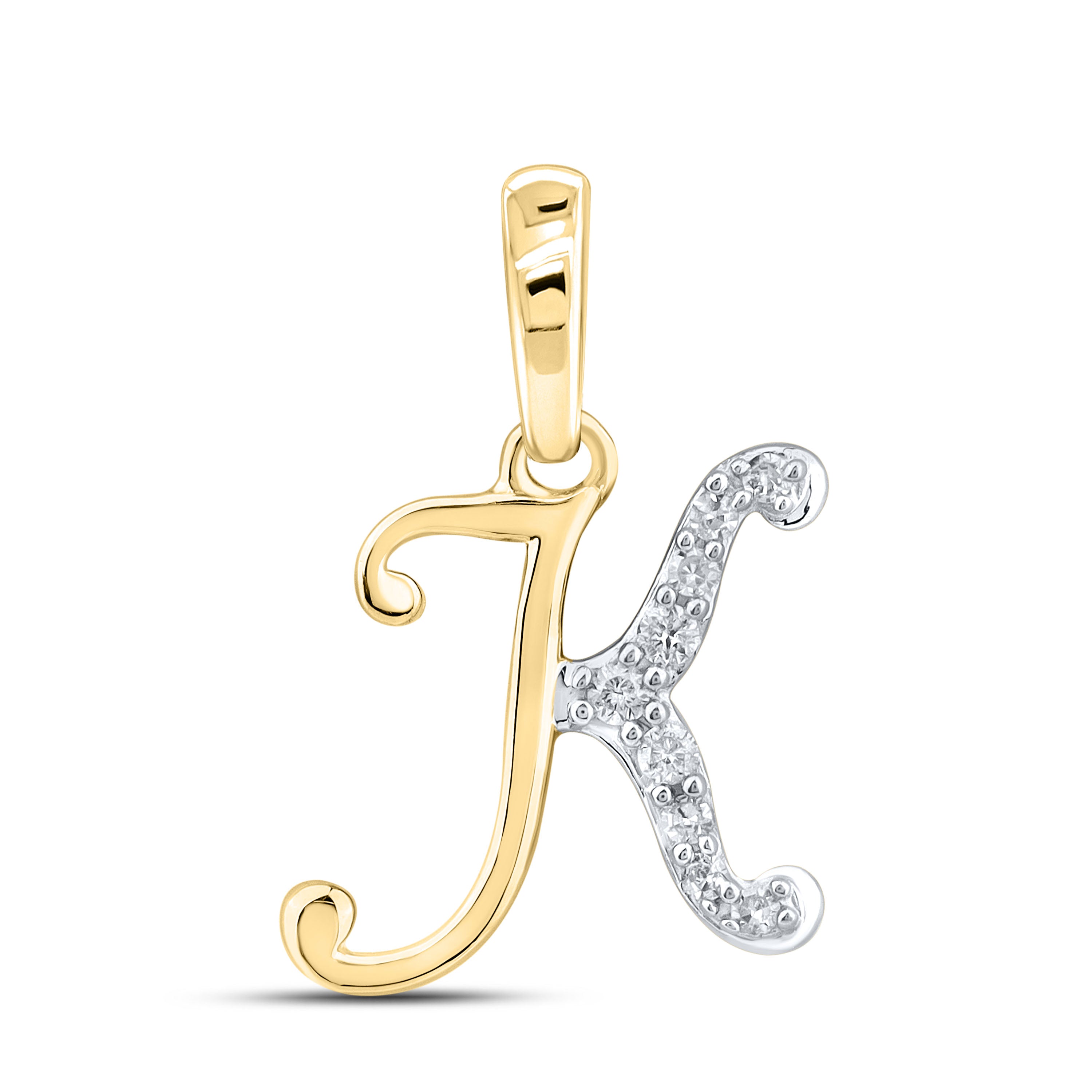 10KT YELLOW GOLD 0.04 CTW NATURAL DIAMOND INITIAL K