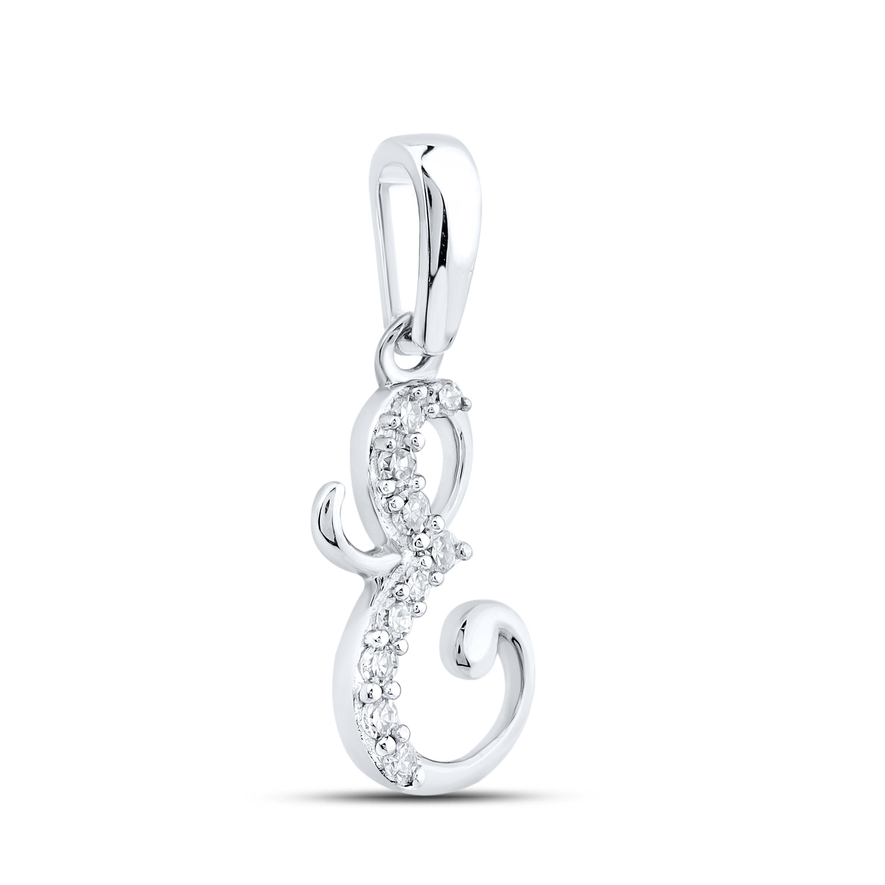 10KT WHITE GOLD 0.04 CTW NATURAL DIAMOND INITIAL E