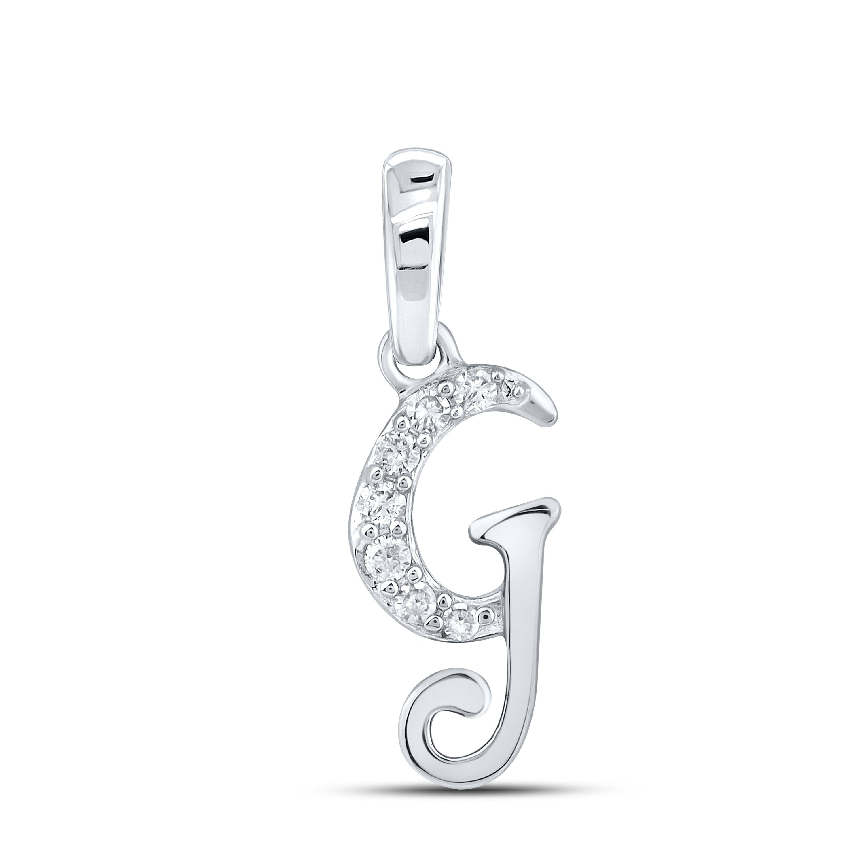 10KT WHITE GOLD 0.04 CTW NATURAL DIAMOND INITIAL G
