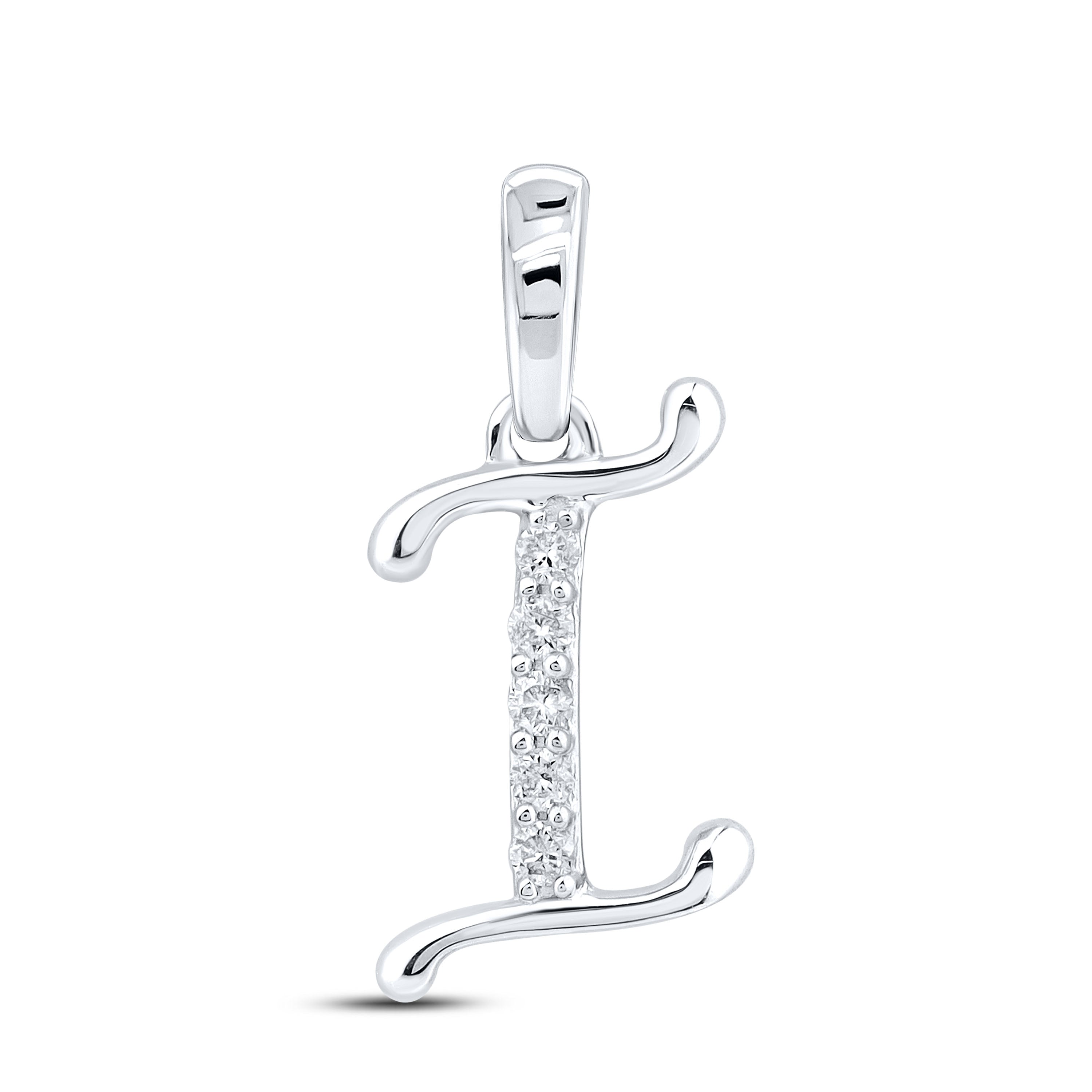 10kt White Gold 0.04 CTW Diamond Initial I