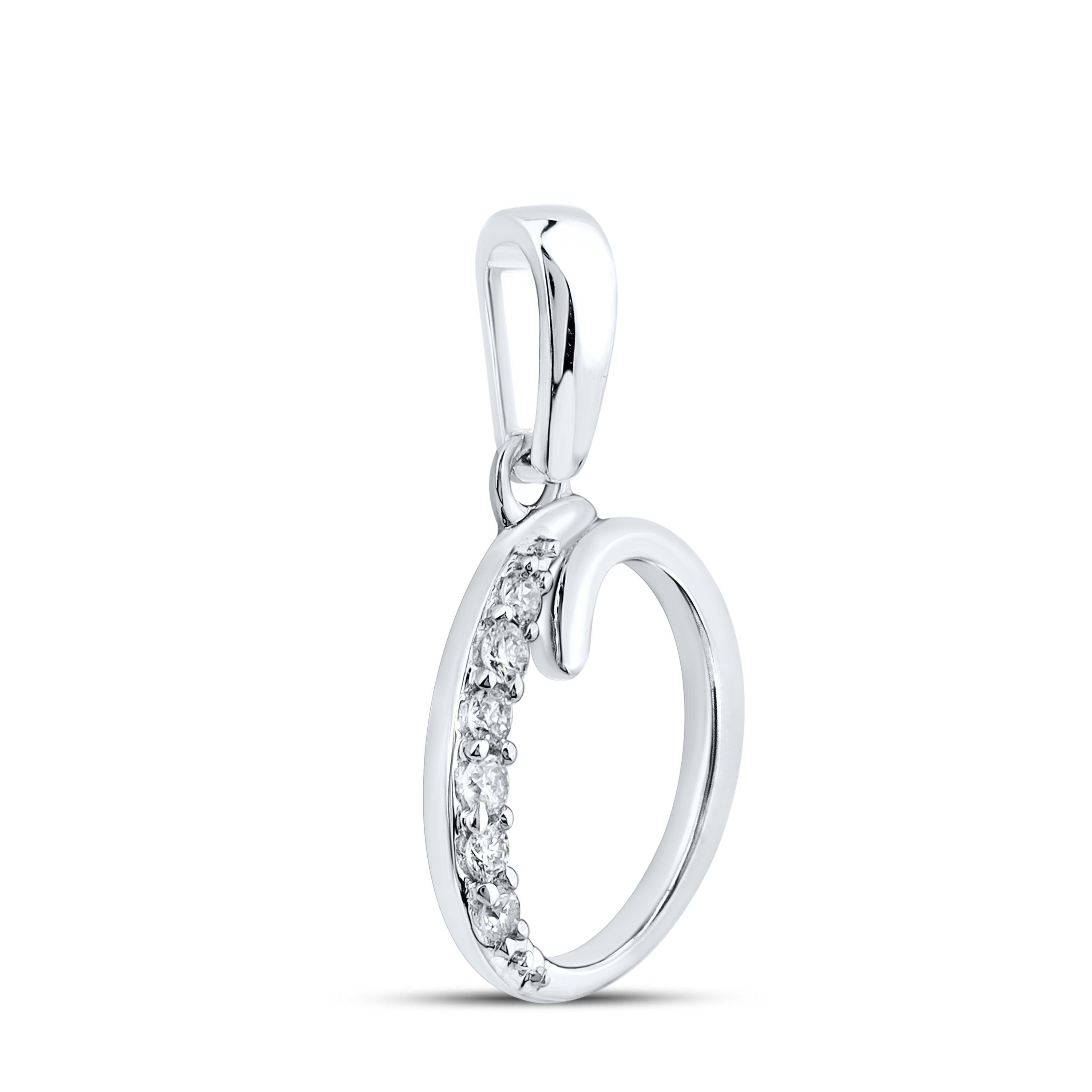 10KT WHITE GOLD 0.04 CTW NATURAL DIAMOND INITIAL O