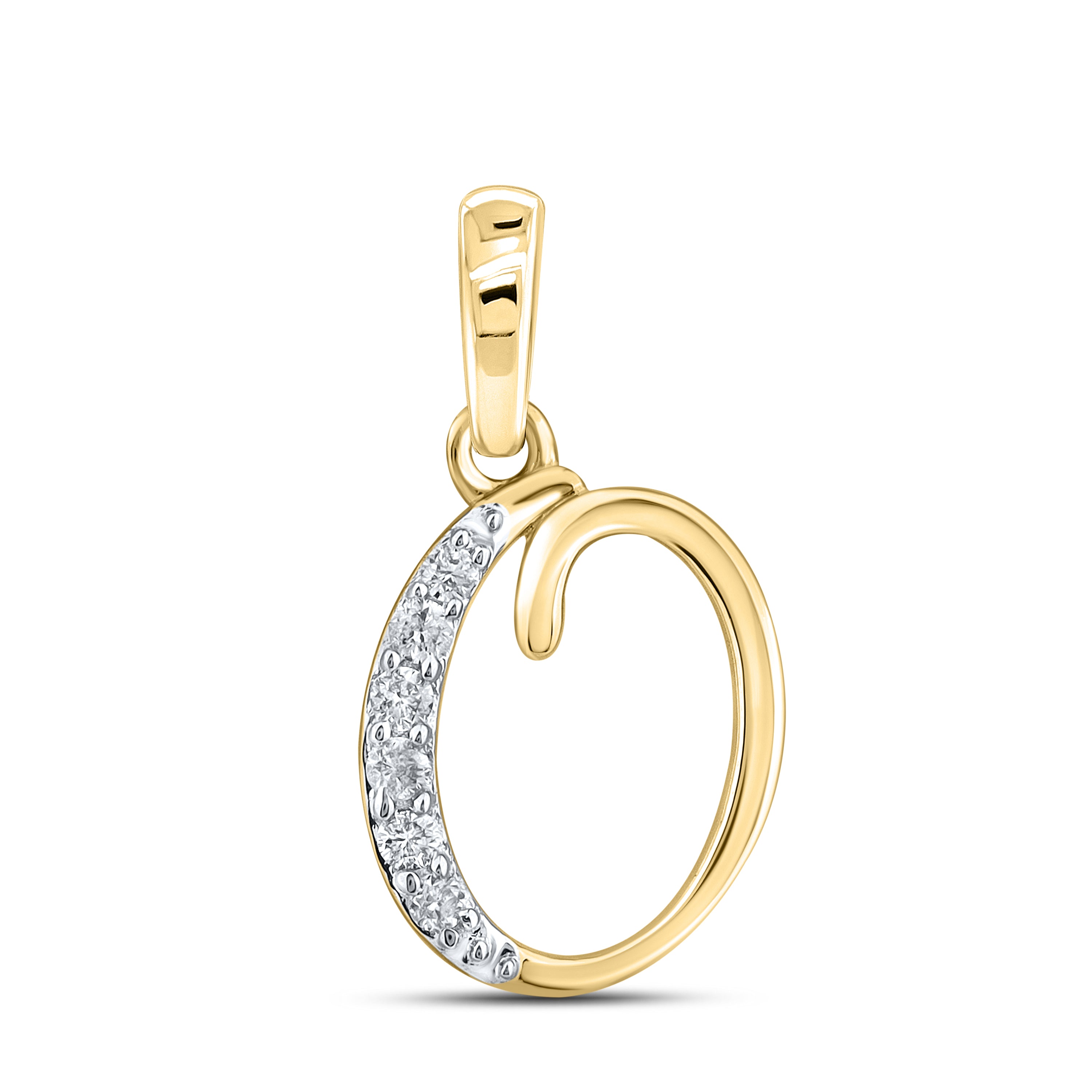 10KT YELLOW GOLD 0.04 CTW NATURAL DIAMOND INITIAL O