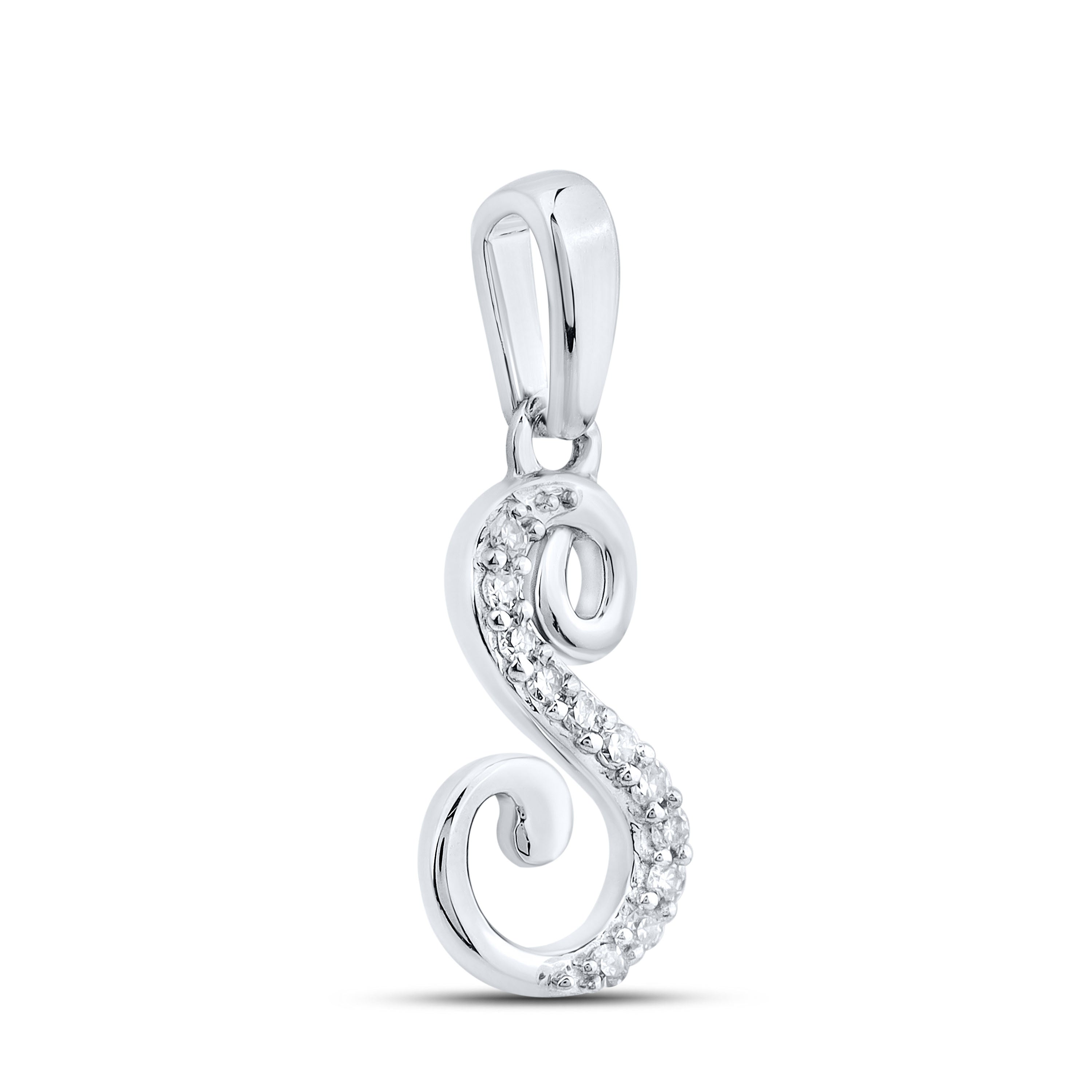 10kt White Gold 0.04 CTW Diamond Initial S