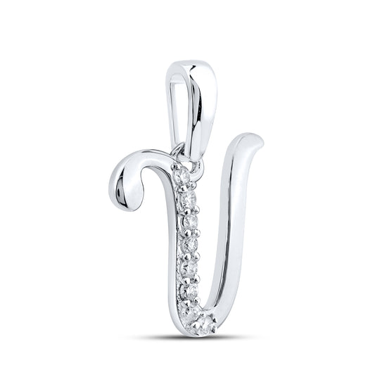 10kt White gold 0.04 ctw natural Diamond initial V