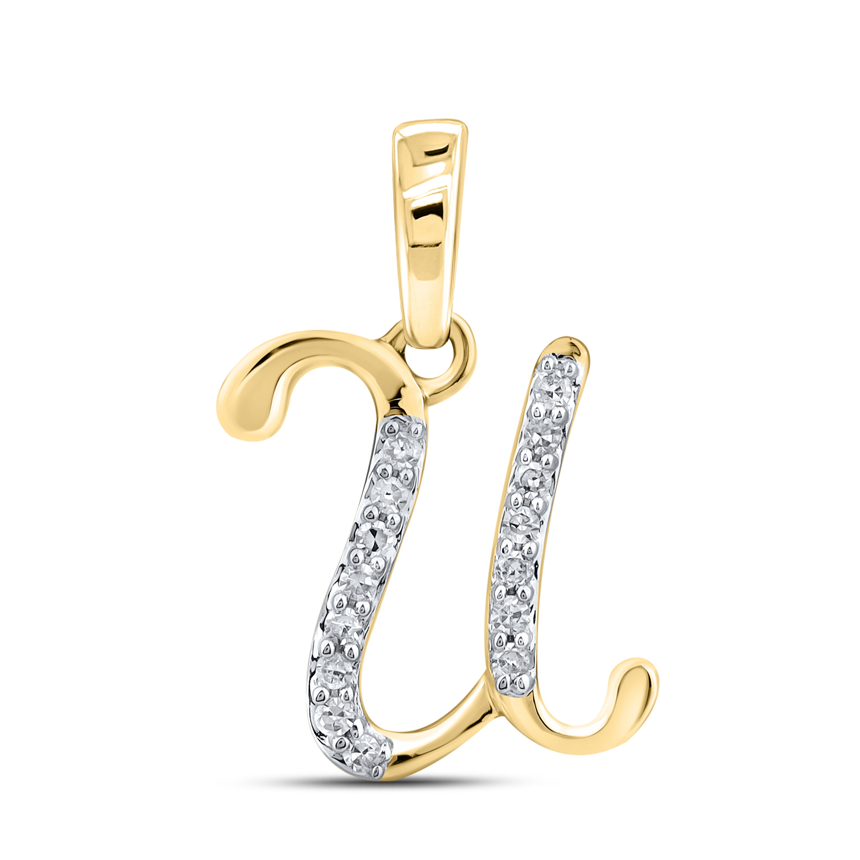 10KT YELLOW GOLD 0.04 CTW NATURAL DIAMOND INITIAL U